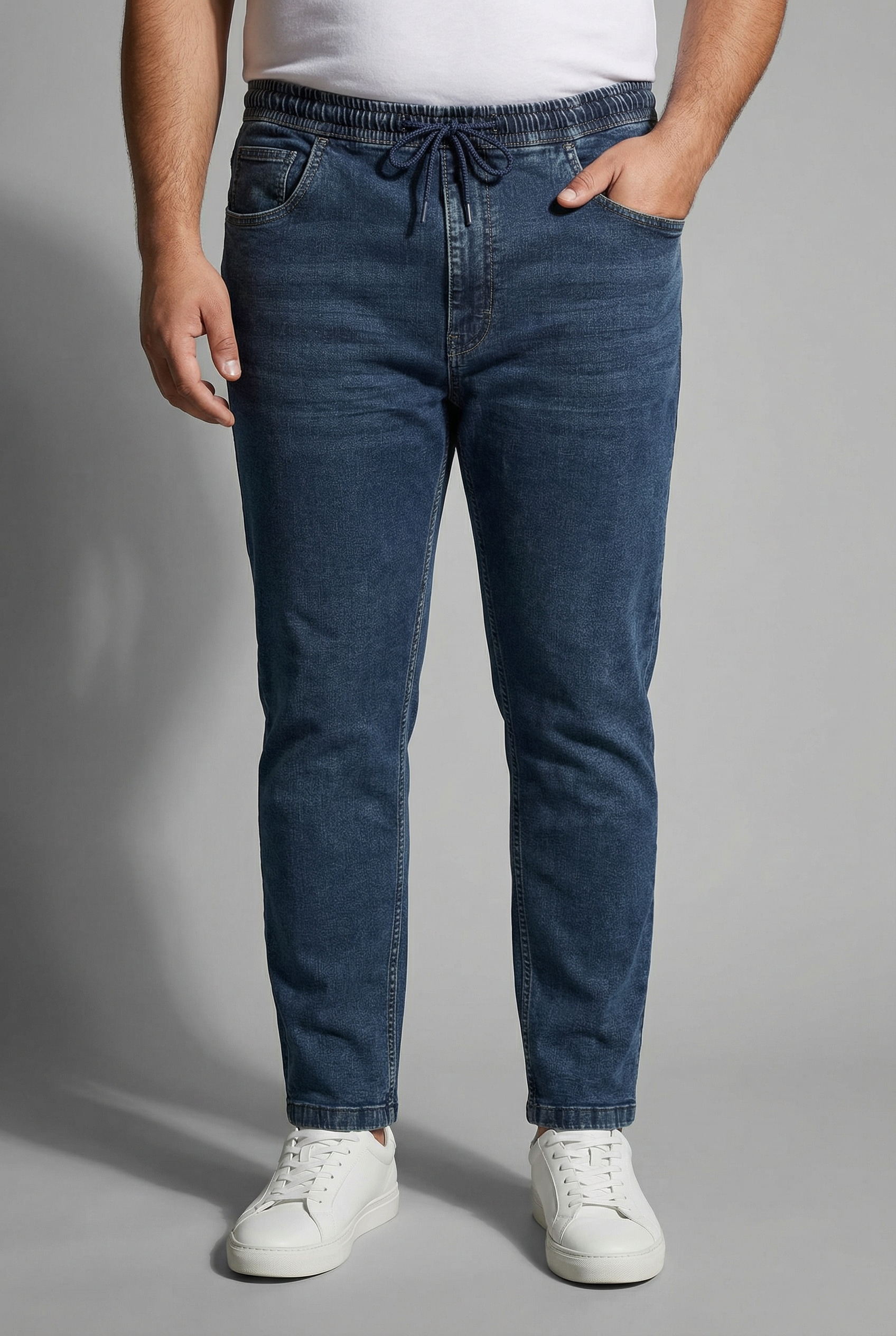 Mans World Plus Schlupfjeans "Große Größen" gerade geschnittenes Bein, Regular-Fit, mit Kordelzug