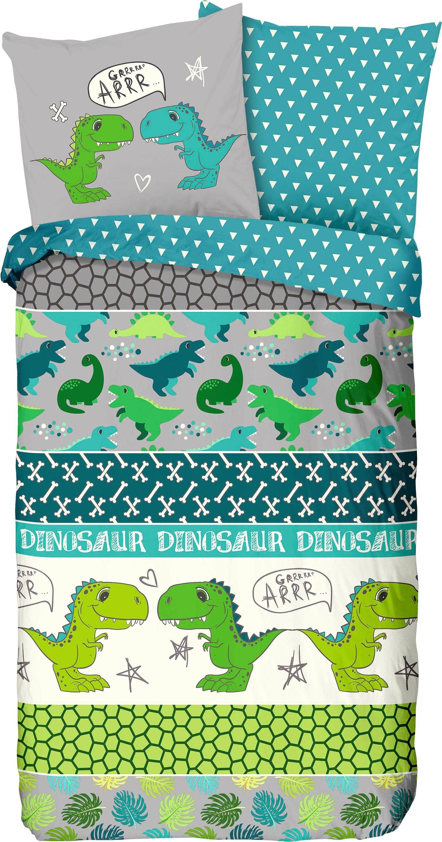 good morning Kinderbettwäsche »Dinosaur«, (2 tlg.), mit Dinos