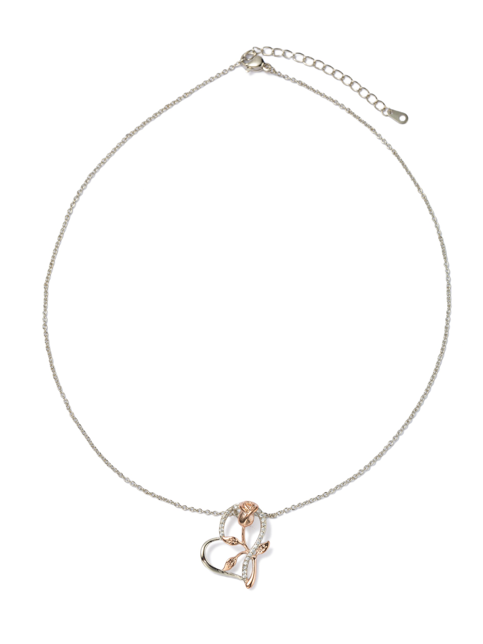 Firetti Kette mit Anhänger »Schmuck Geschenk Kupfer Halsschmuck Halskette Herzanhänger Rose« Made in Germany - mit Glasstein