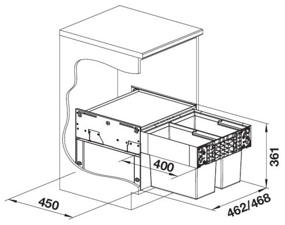 Blanco Mülltrennsystem »Select II 50/2« 2 Behälter Kunststoff, Stahlblech, 500 mm Untermass