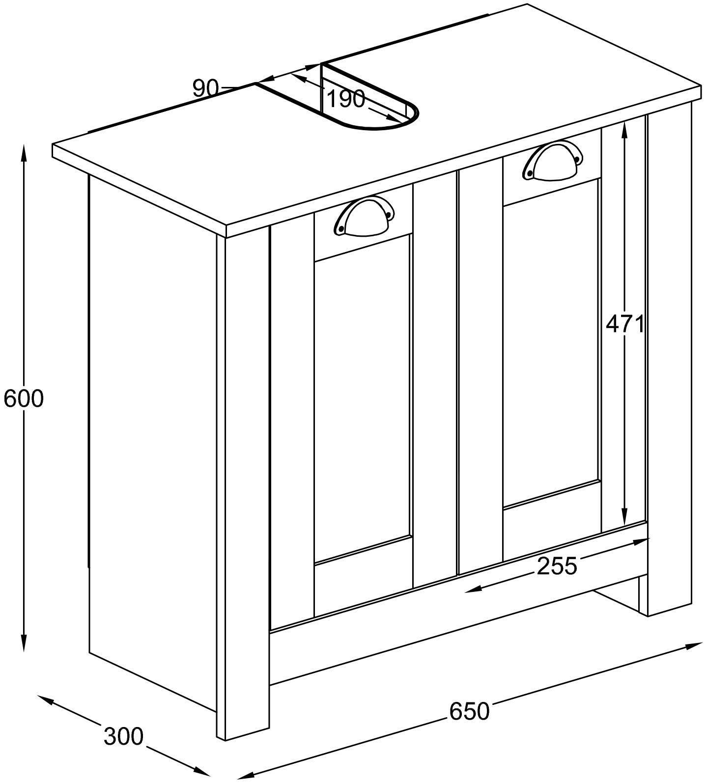 VCM Waschbeckenschrank »Holz Badmöbel Badunterschrank Schrank Balusa M«