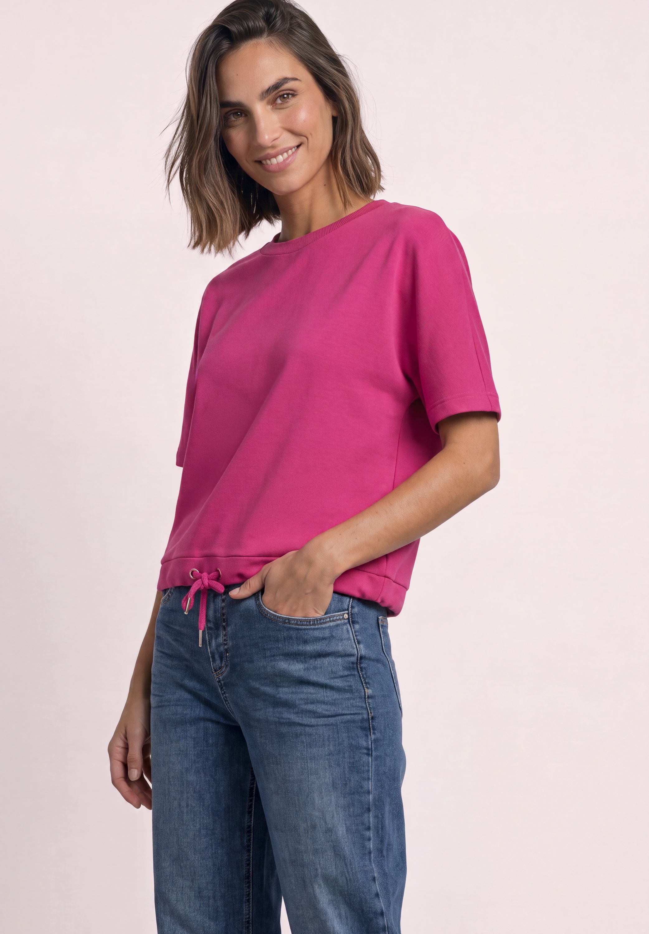 STREET ONE T-Shirt mit Elastiksaum und Tunnelzug