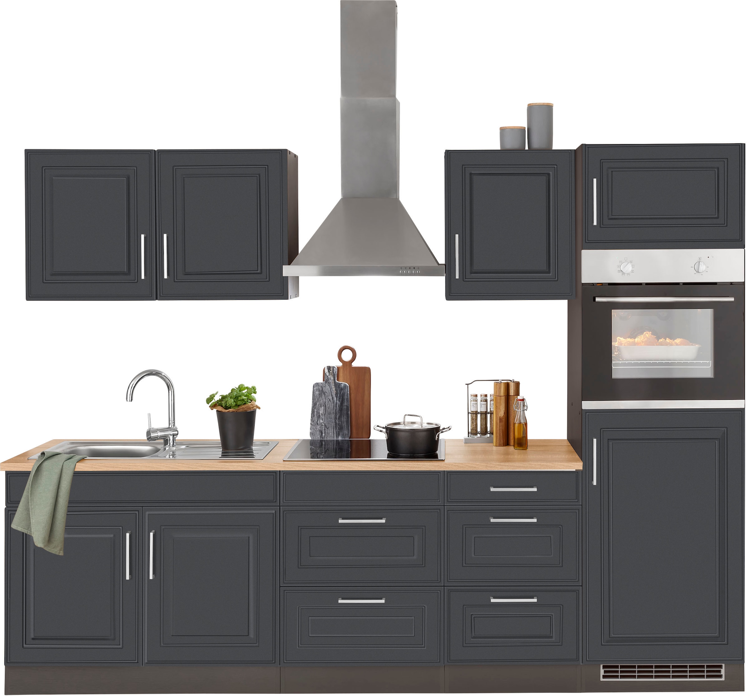 HELD MÖBEL Küchenzeile "Stockholm", Breite 270 cm, mit hochwertigen MDF Fro günstig online kaufen
