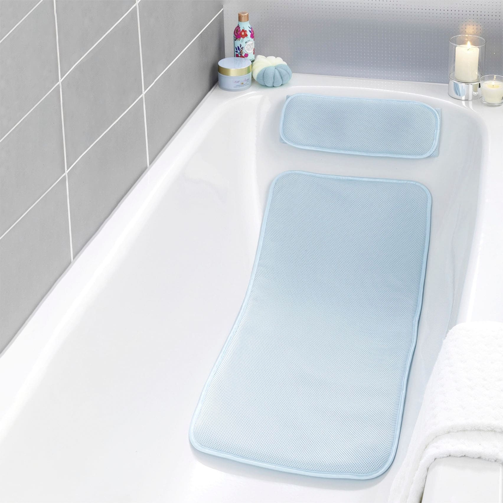 Maximex Badematte »Badewanneneinlage«, schnell trocknend, mit Kissen, aus druckentlastendem Polyester-3D-Mesh-Gewebe