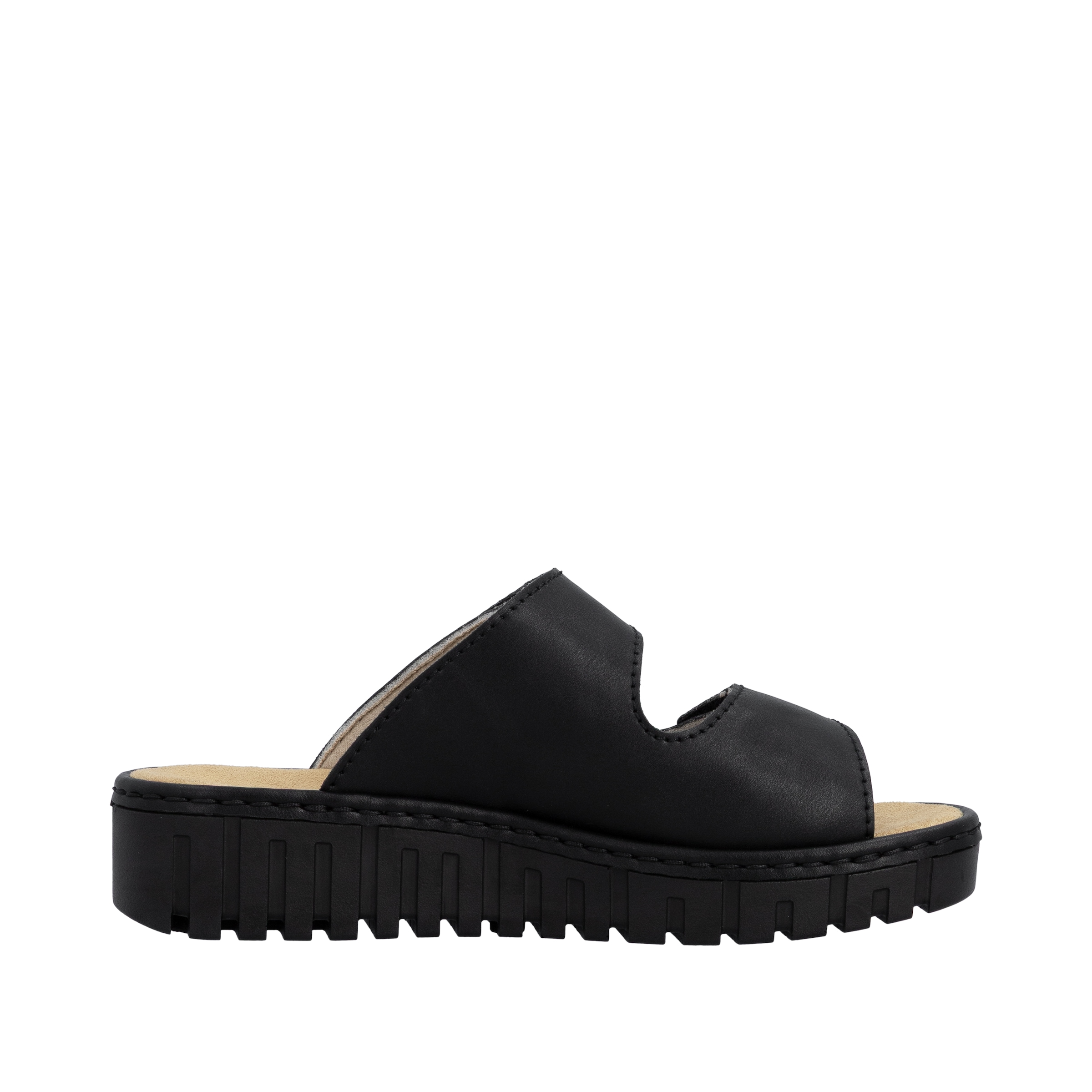Rieker Pantolette  Sommerschuh, Schlappen, Hausschuh mit modischer Plateausohle