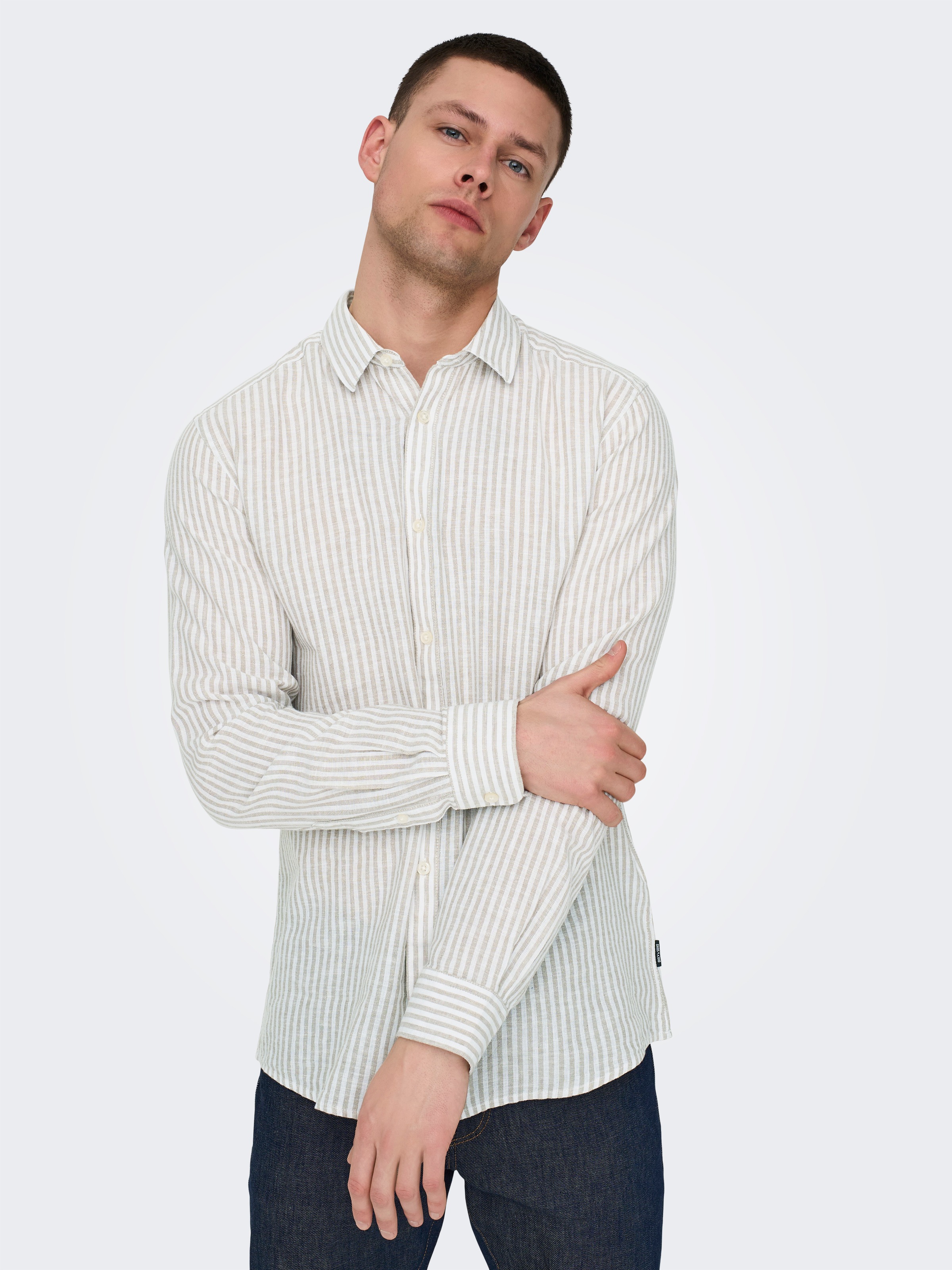 ONLY & SONS "ONSCAIDEN LS STRIPE LINEN SHIRT 660 NOOS" günstig online kaufen