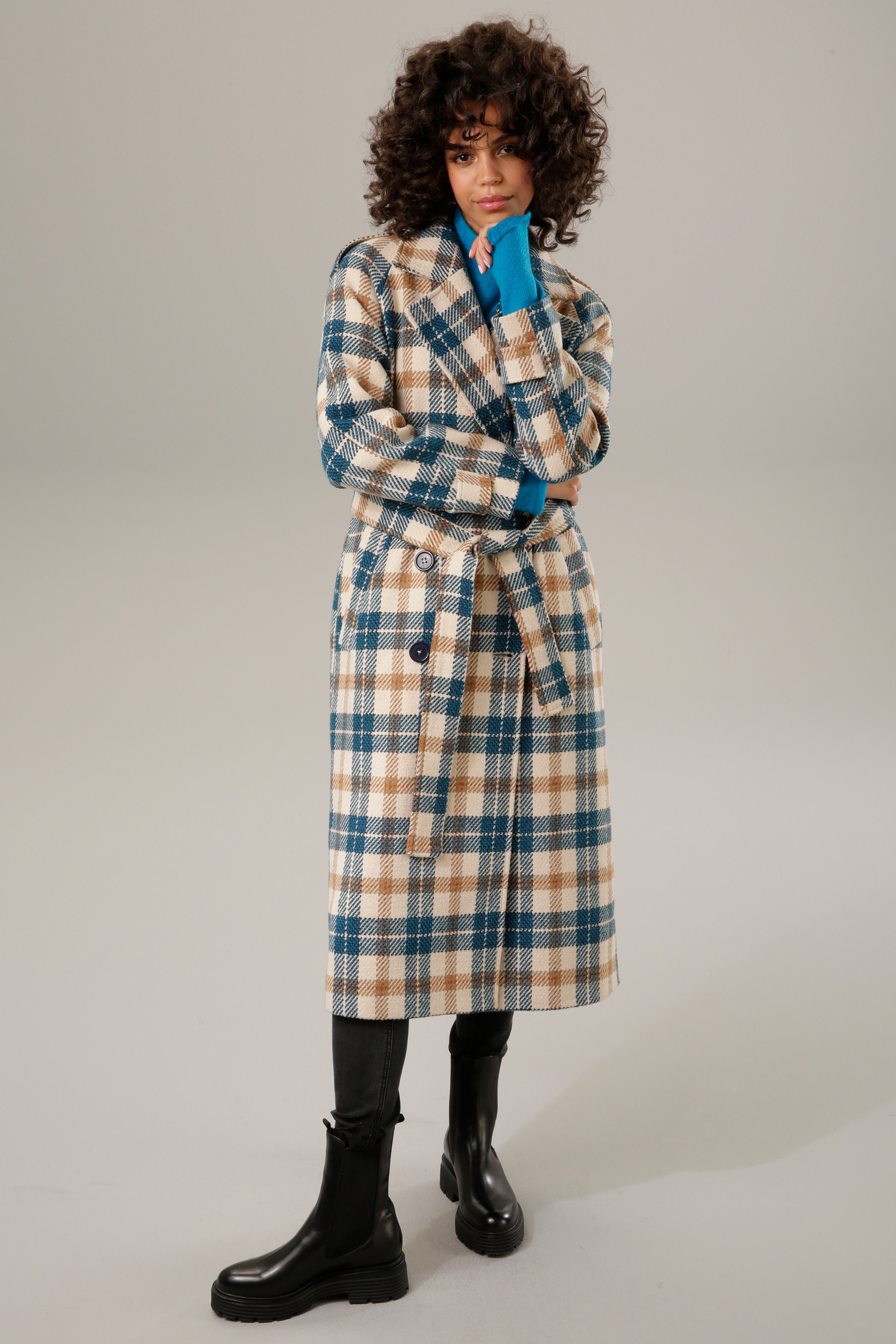 Aniston CASUAL Wintermantel, (mit Bindegürtel), im ausdrucksvollem Karo- Dessin - NEUE KOLLEKTION bestellen | BAUR