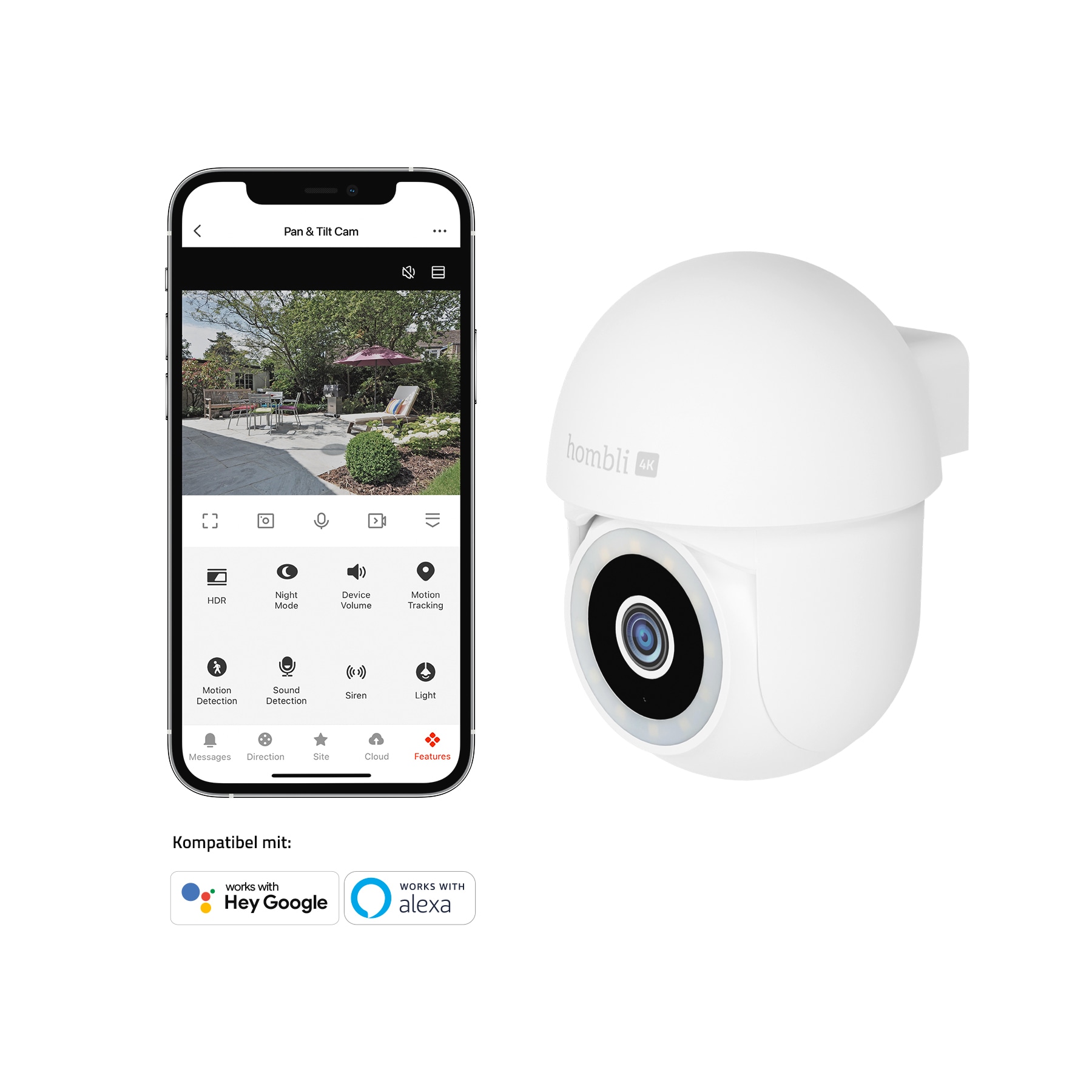 Hombli Überwachungskamera »Pan & Tilt Cam 4K«, Außenbereich