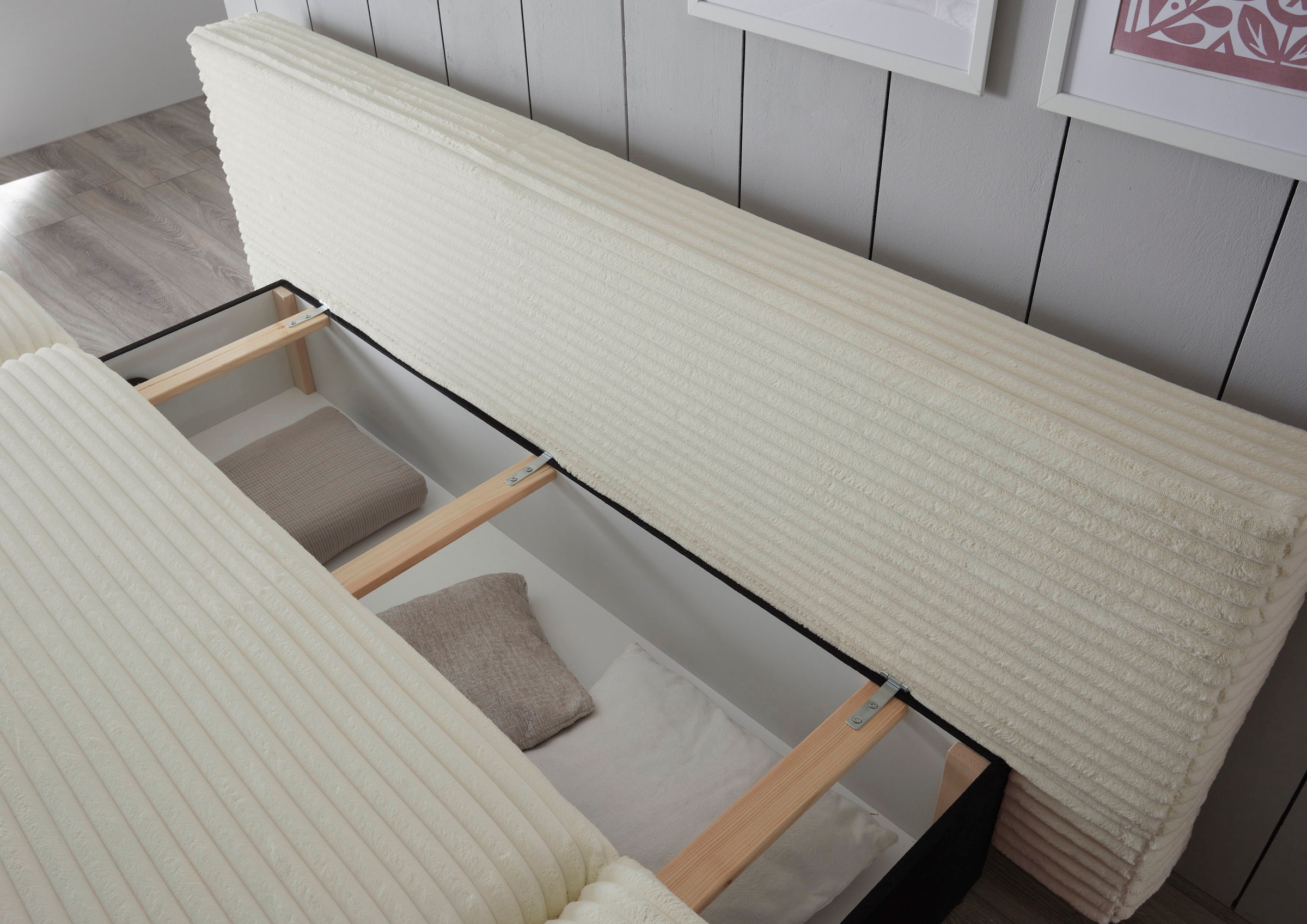 ED EXCITING DESIGN Schlafsofa »Sunny«, mit Bettkasten, Armteilverstellung & 2 Rückenkissen