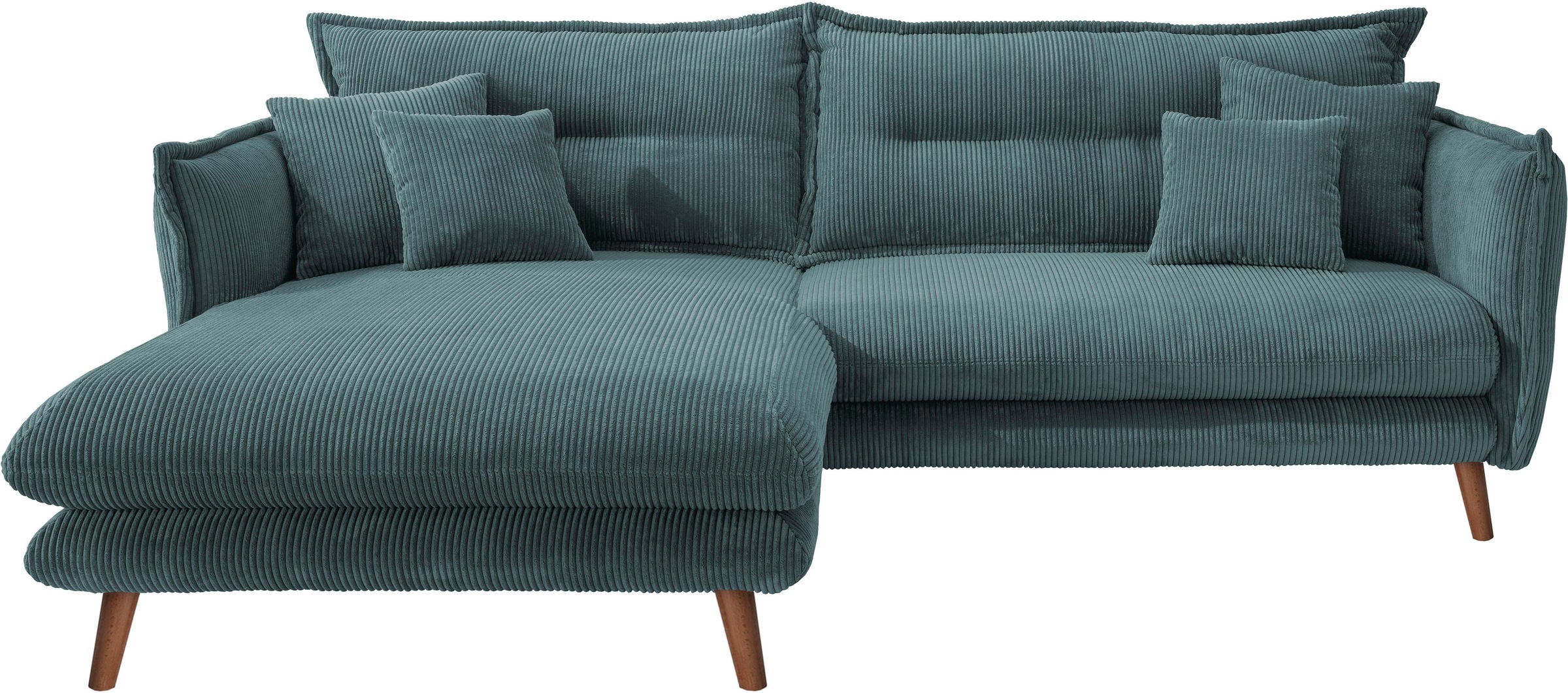 INOSIGN Ecksofa »Lazio modern und bequem, schmale Armlehnen, tolle Detailverarbeitung«, zwei verschiedene Fußfarben wählbar