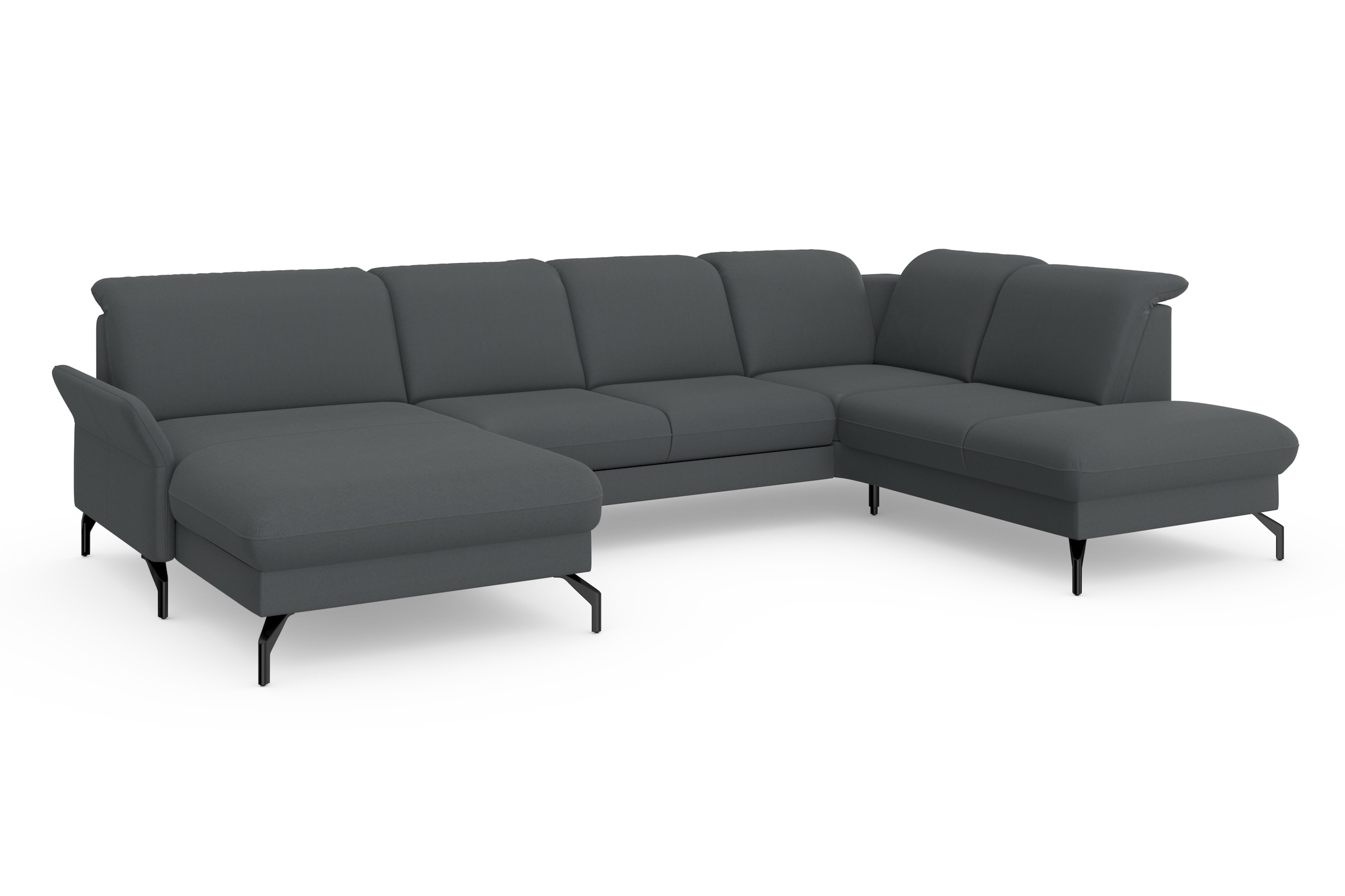 sit&more Wohnlandschaft »Fashion U-Form« wahlweise mit Kopfteilverstellung, Vorziehsitz, motorisch, Metallfüße