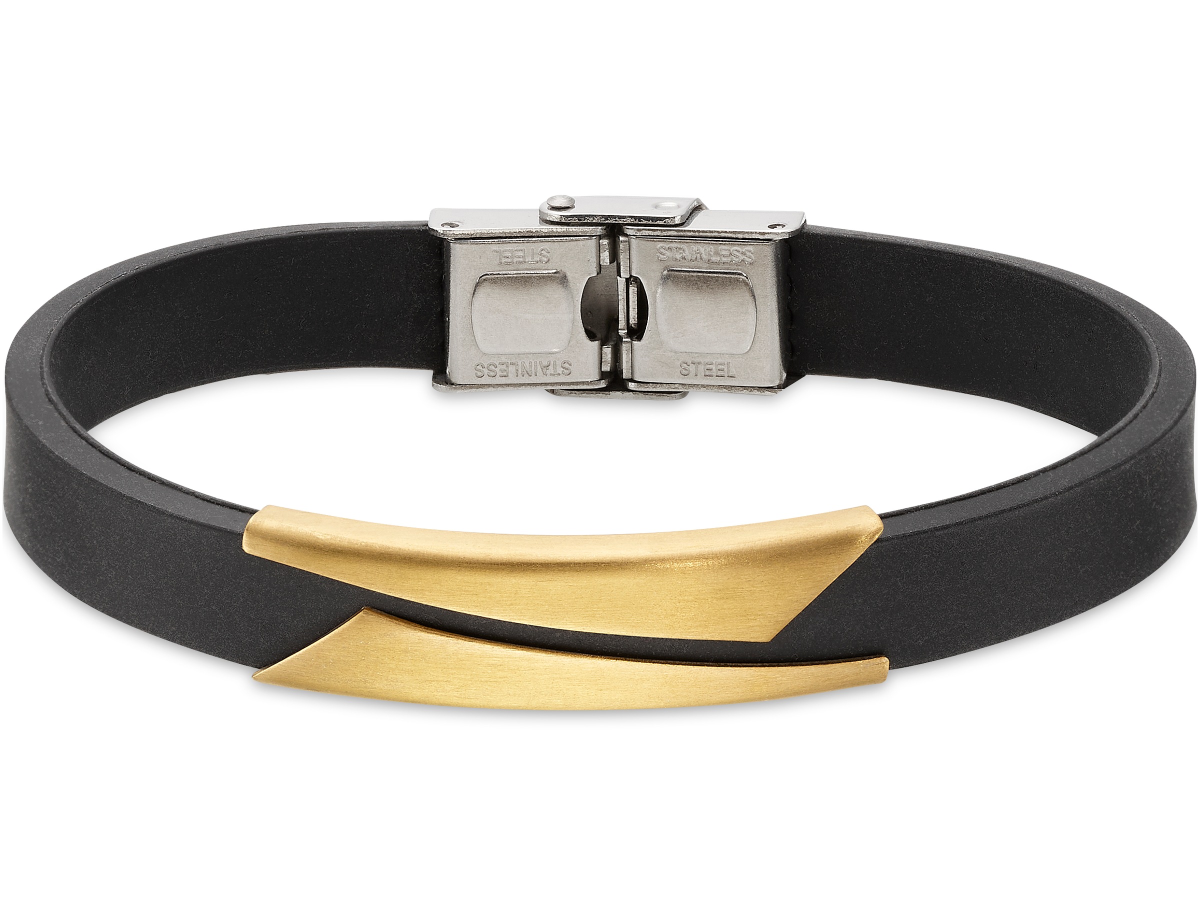 Bruno Banani Armband »Edelstahl-Kautschukarmband schwarz und gelbgoldfarben«