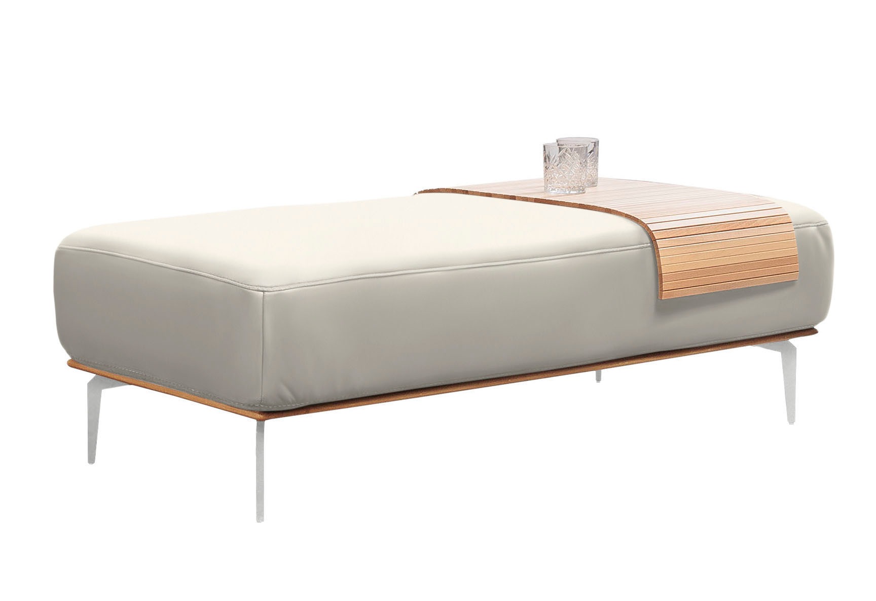 W.SCHILLIG Polsterhocker »run«, mit elegantem Holzsockel, Füße in Chrom glänzend, Breite 150 cm