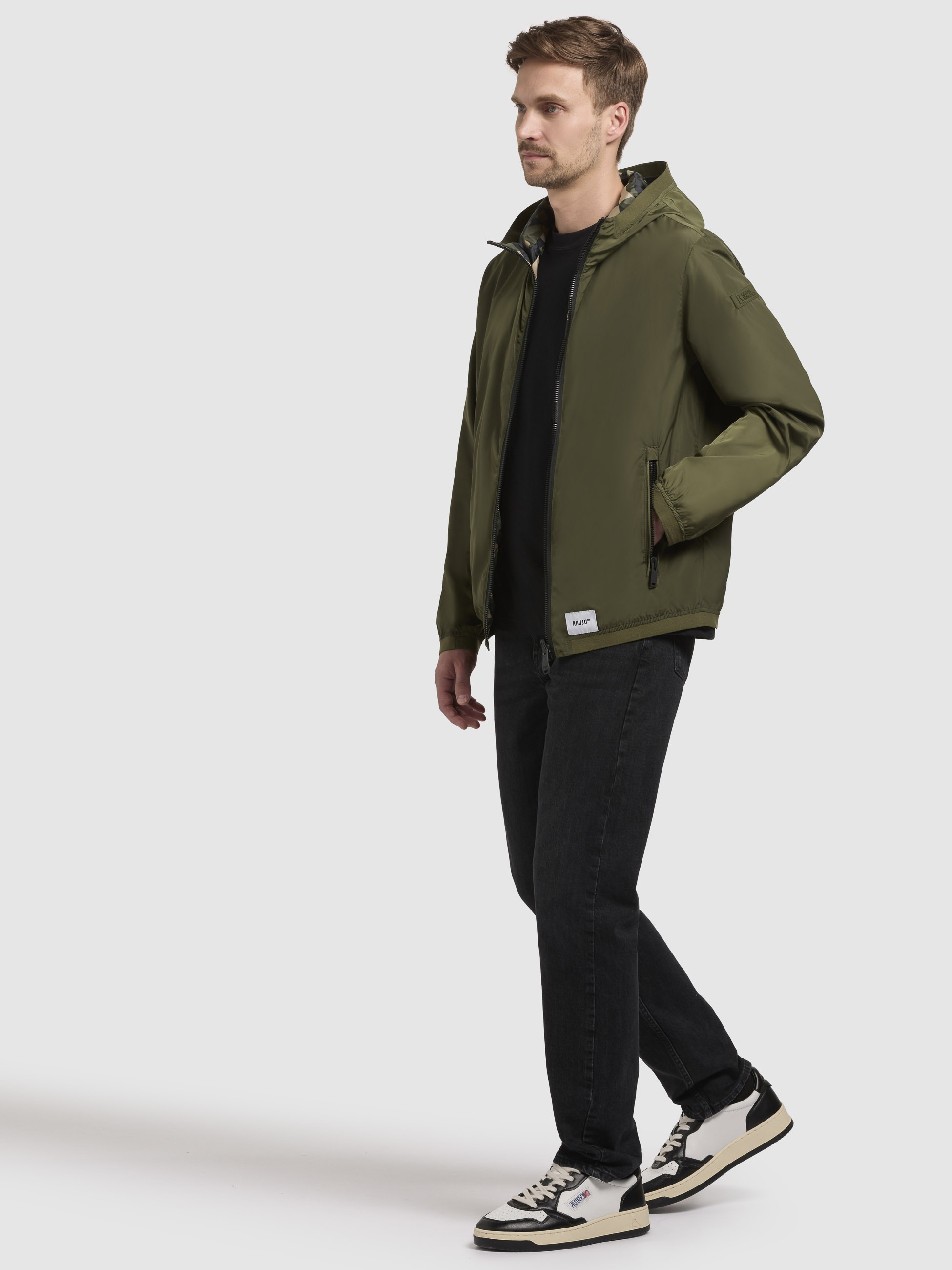 Anorak KHUJO "FERD", Herren, Gr. XL, grün (olivgrün), Web, 100% Polyester, unifarben, regular fit hüftlang, eingesetzt elastischer Bund, Jacken 2