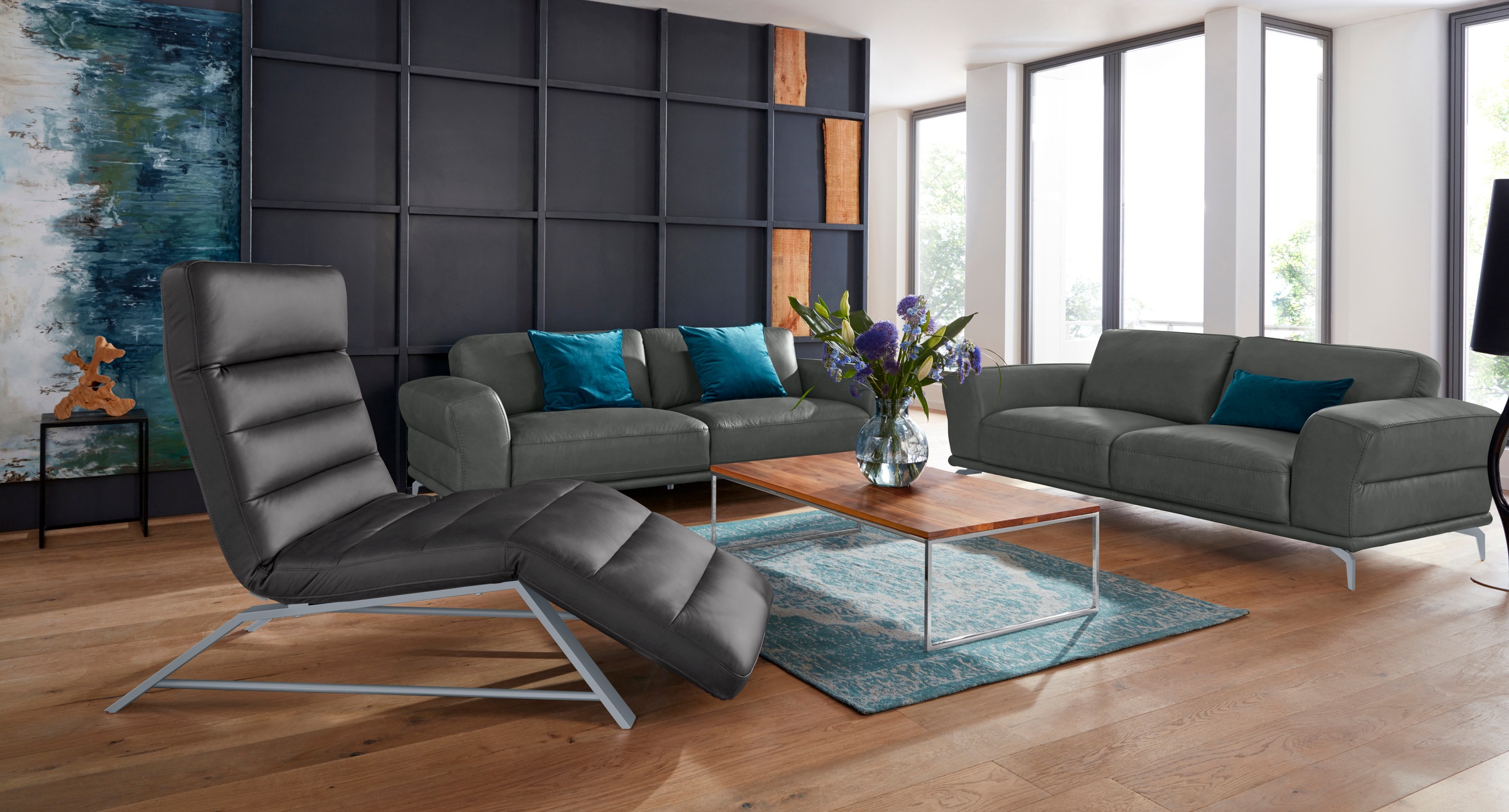 W.SCHILLIG 2,5-Sitzer »montanaa«, mit Metallfüßen in Silber matt, Breite 212 cm