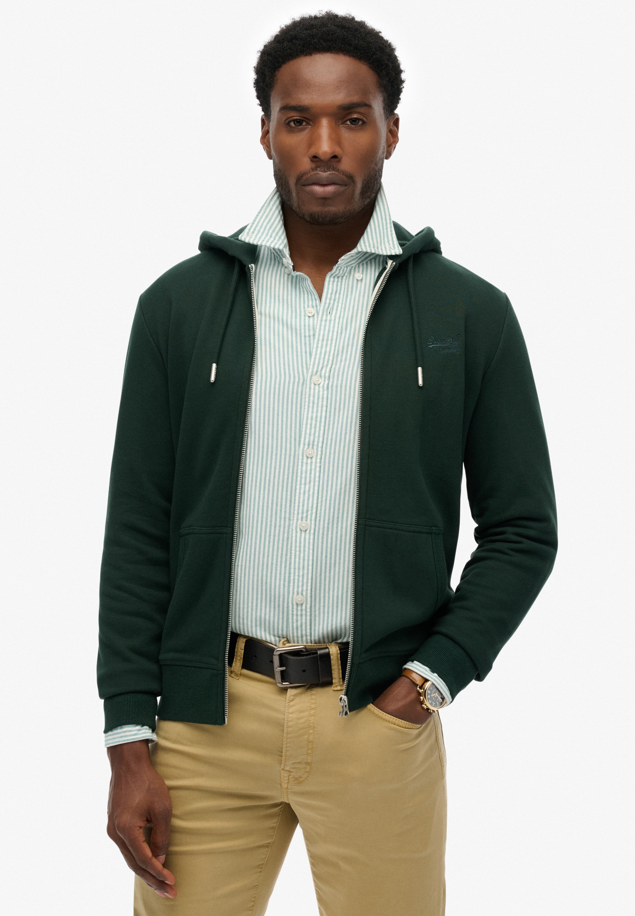 Superdry Kapuzensweatjacke "ESSENTIAL LOGO ZIP HOODIE HB" Baumwollmischung, günstig online kaufen