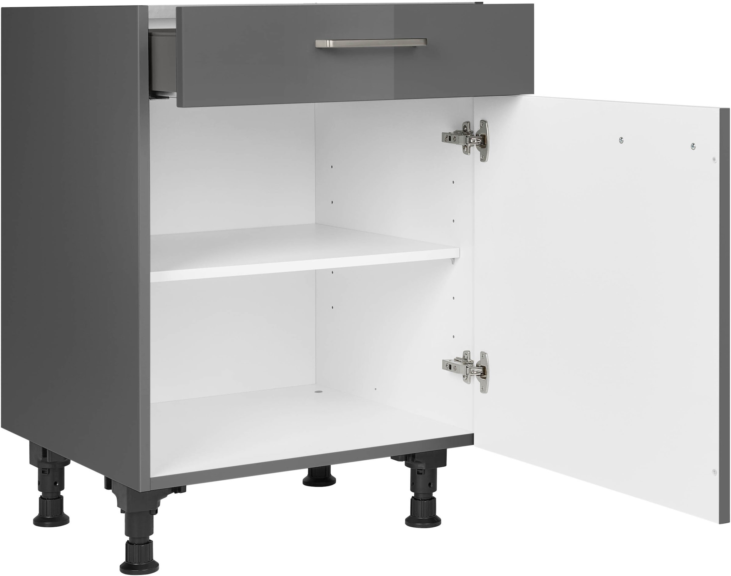 nobilia® Unterschrank »"Flash", Ausrichtung wählbar, vormontiert, in den Breiten 30, 45 und«, 60 cm, mit höhenverstellbaren Sockelfüßen, vormontiert