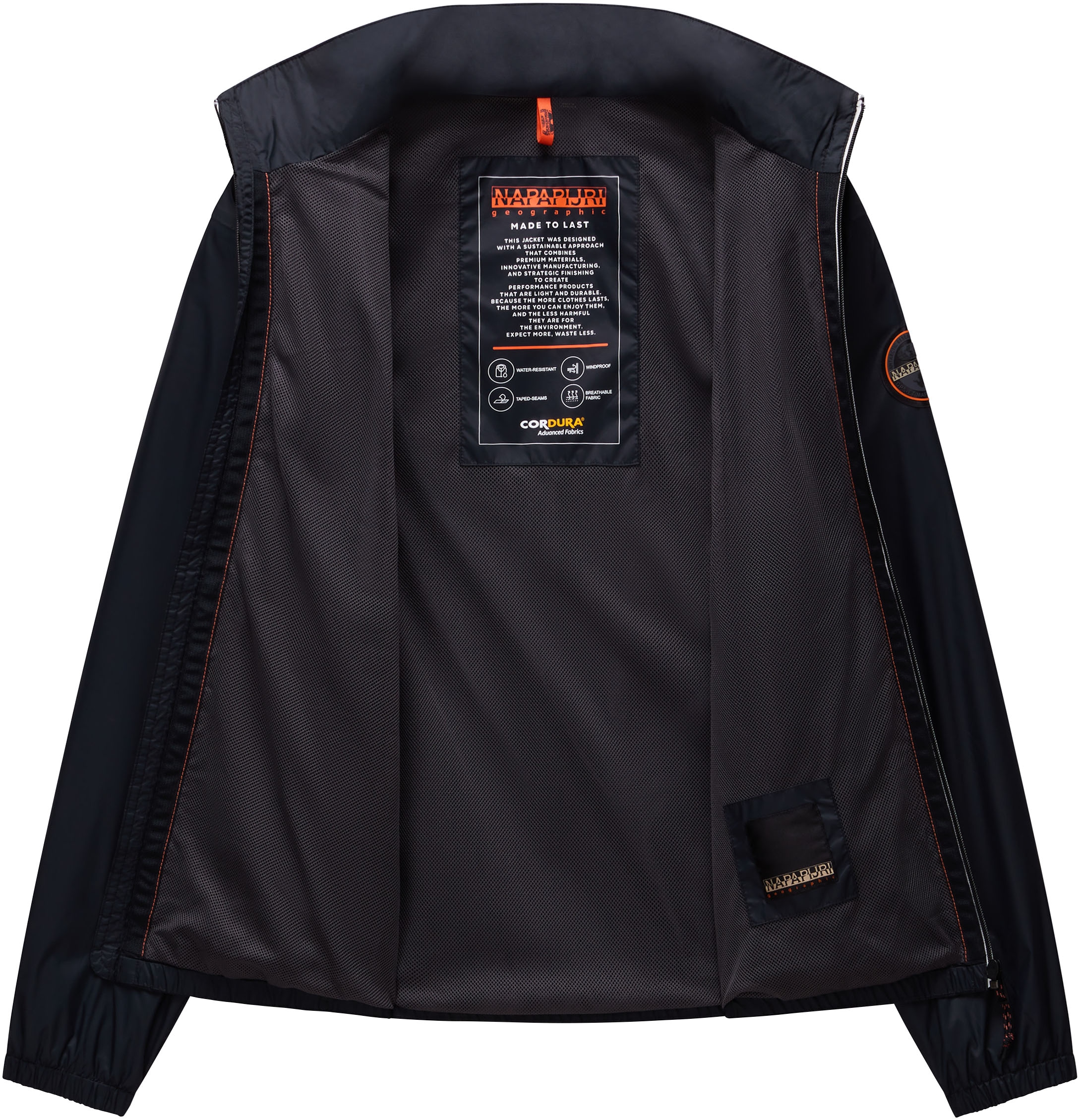 Napapijri Windbreaker »A-CLOUDY 041 BLACK«, mit Kapuze, Mit Gummizug im Saum; mit Stehkragen