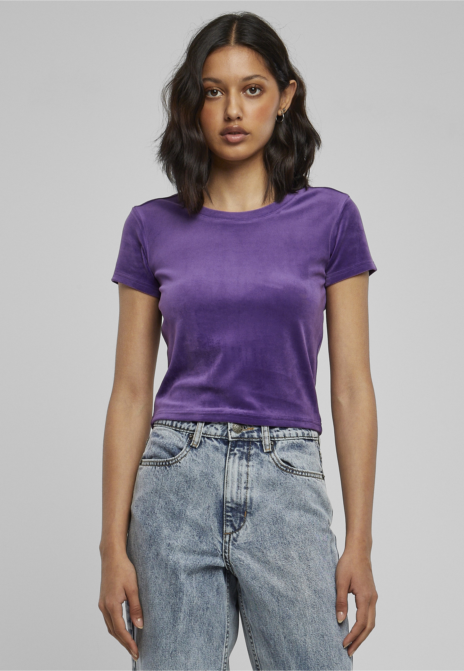 URBAN CLASSICS Kurzarmshirt »Urban Classics Damen Ladies Short Velvet Tee« 1 Stk.