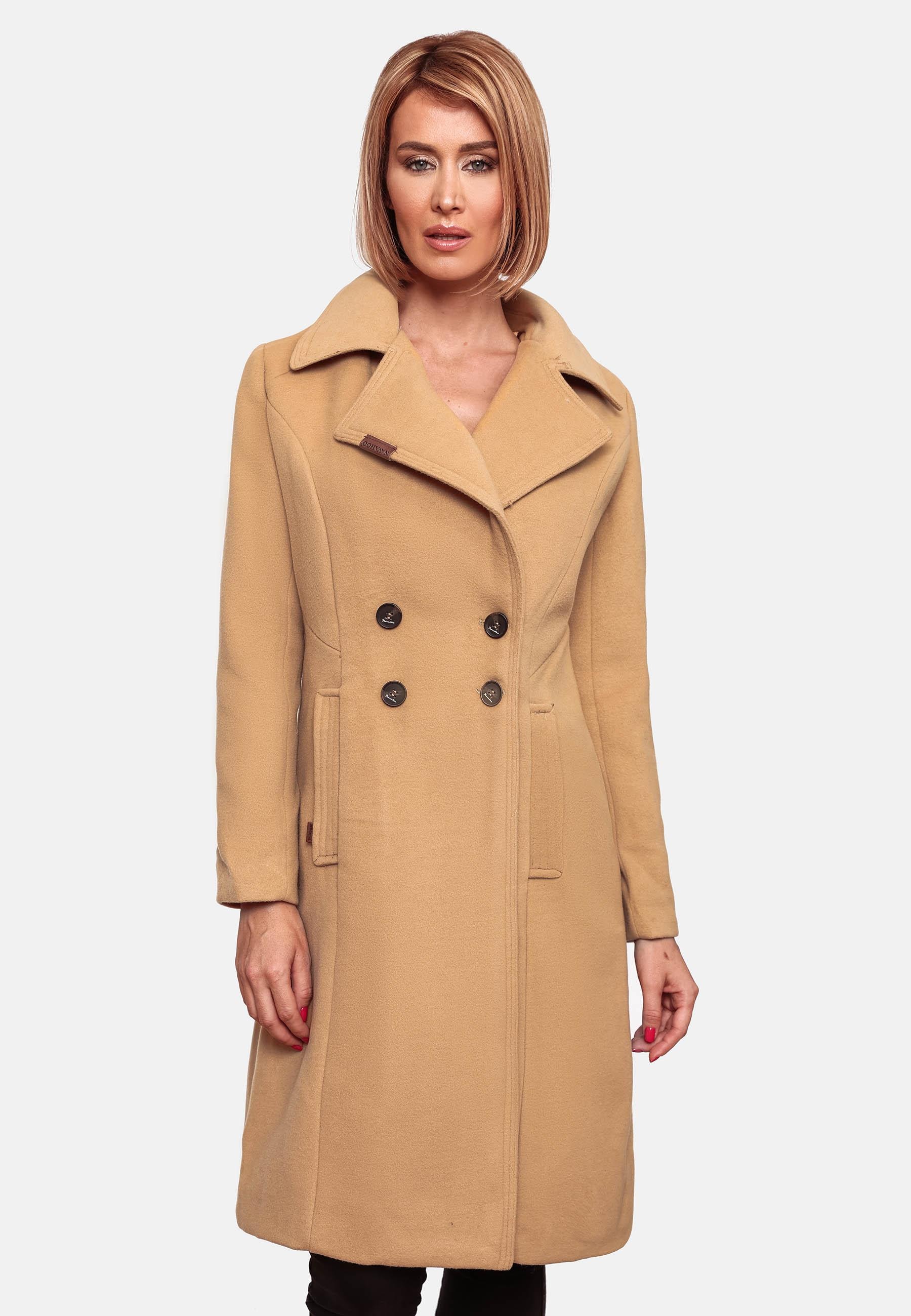 Navahoo Wintermantel »Wooly«, edler Damen Trenchcoat in Wollmantel-Optik