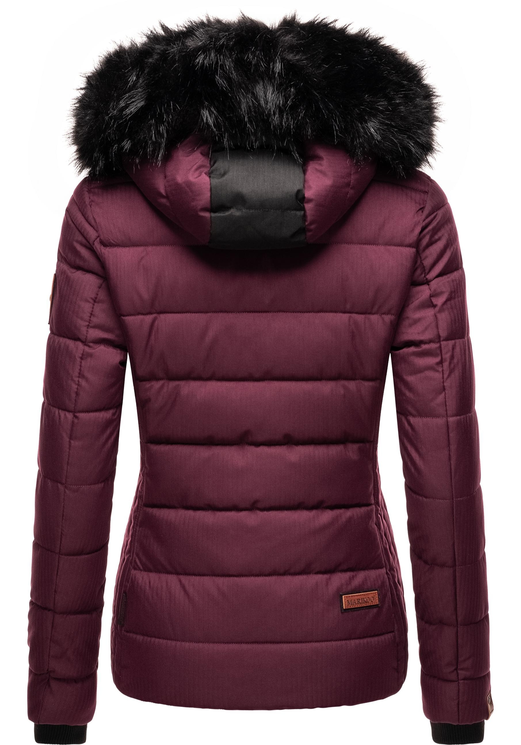 Marikoo Steppjacke »Unique«, mit Kapuze, modische Winterjacke mit Kunstpelz-Kapuze