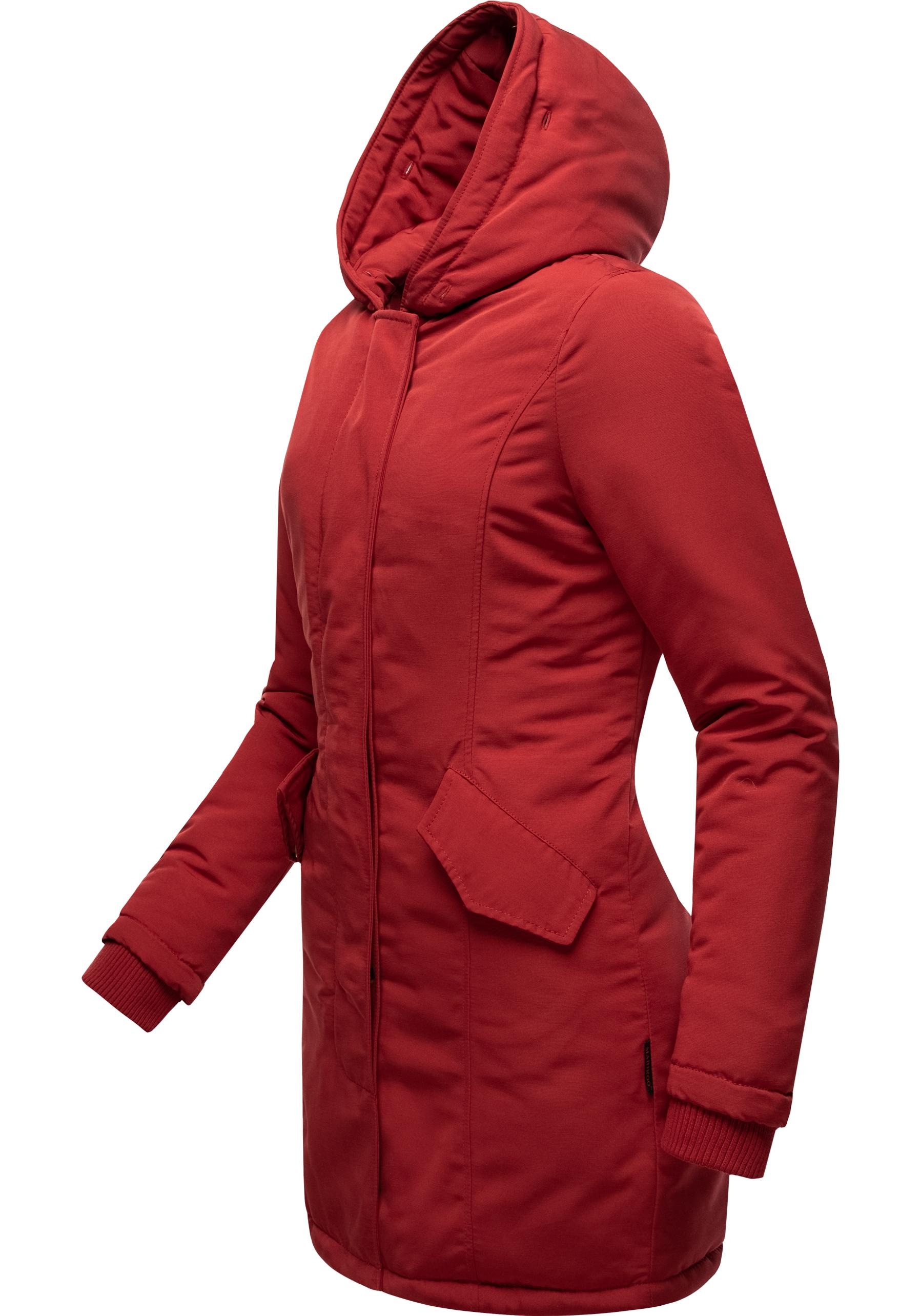 Marikoo Wintermantel »Karmaa« edler Parka mit Kunstfellkapuze