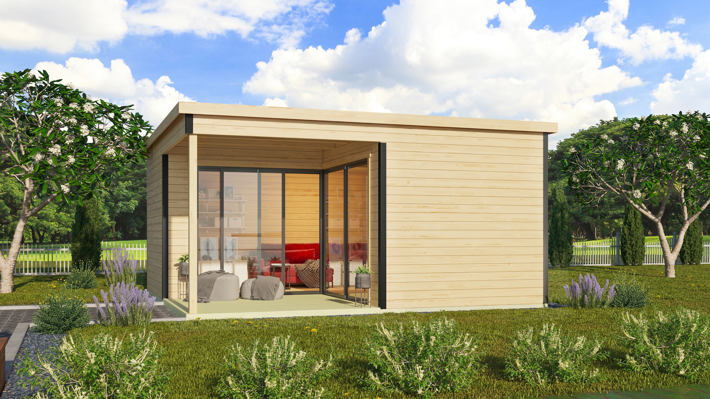 LASITA MAJA Gartenhaus "DOMEO 6 LOGGIA NATUR/ANTHRAZIT" mit Überdachung, Fu günstig online kaufen