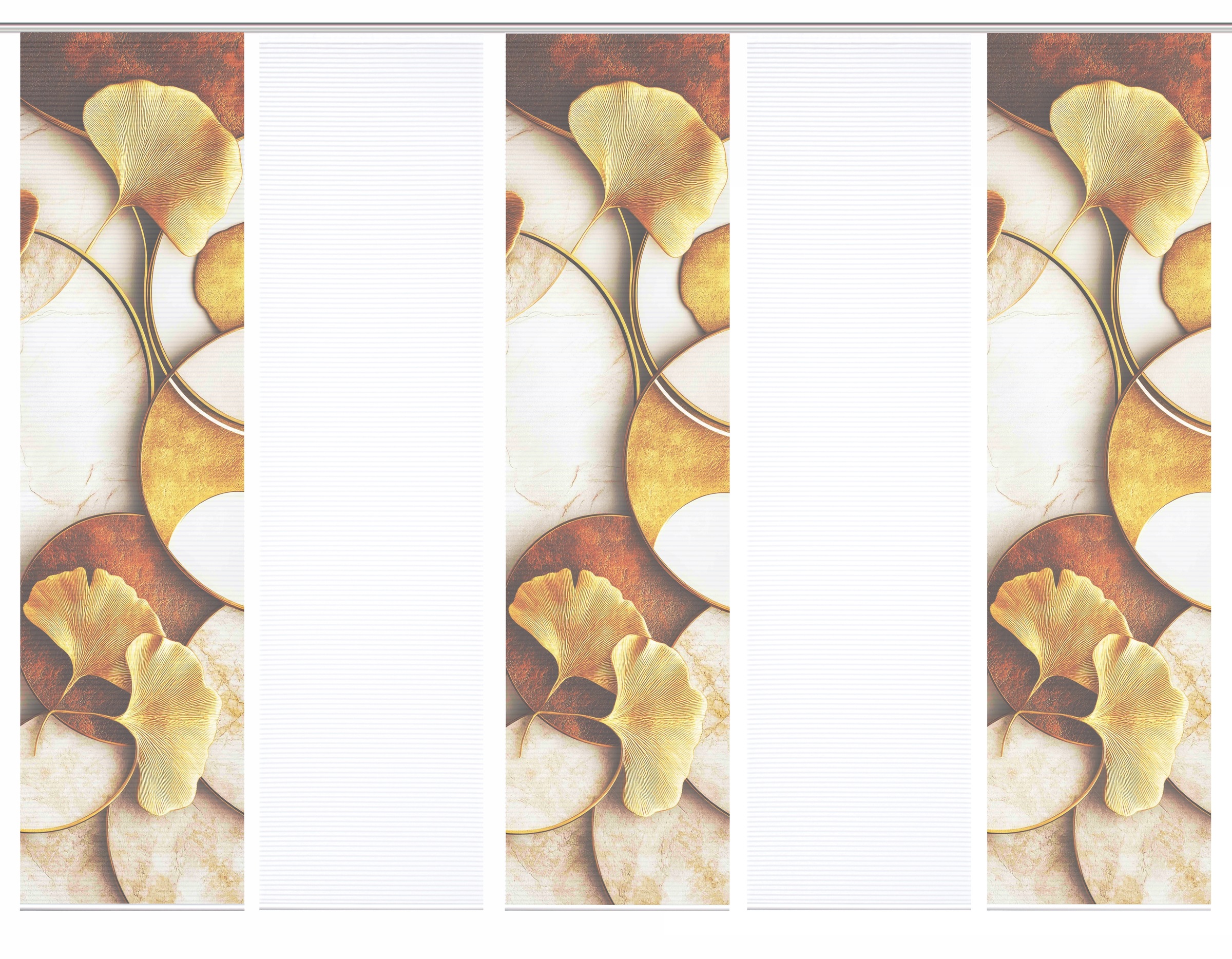 Thumbnail - HOME in green Schiebegardine "STORM" Paneelwagen 5 Stk. tlg. Bambusoptik, SET, recycelt, Digitaldruck