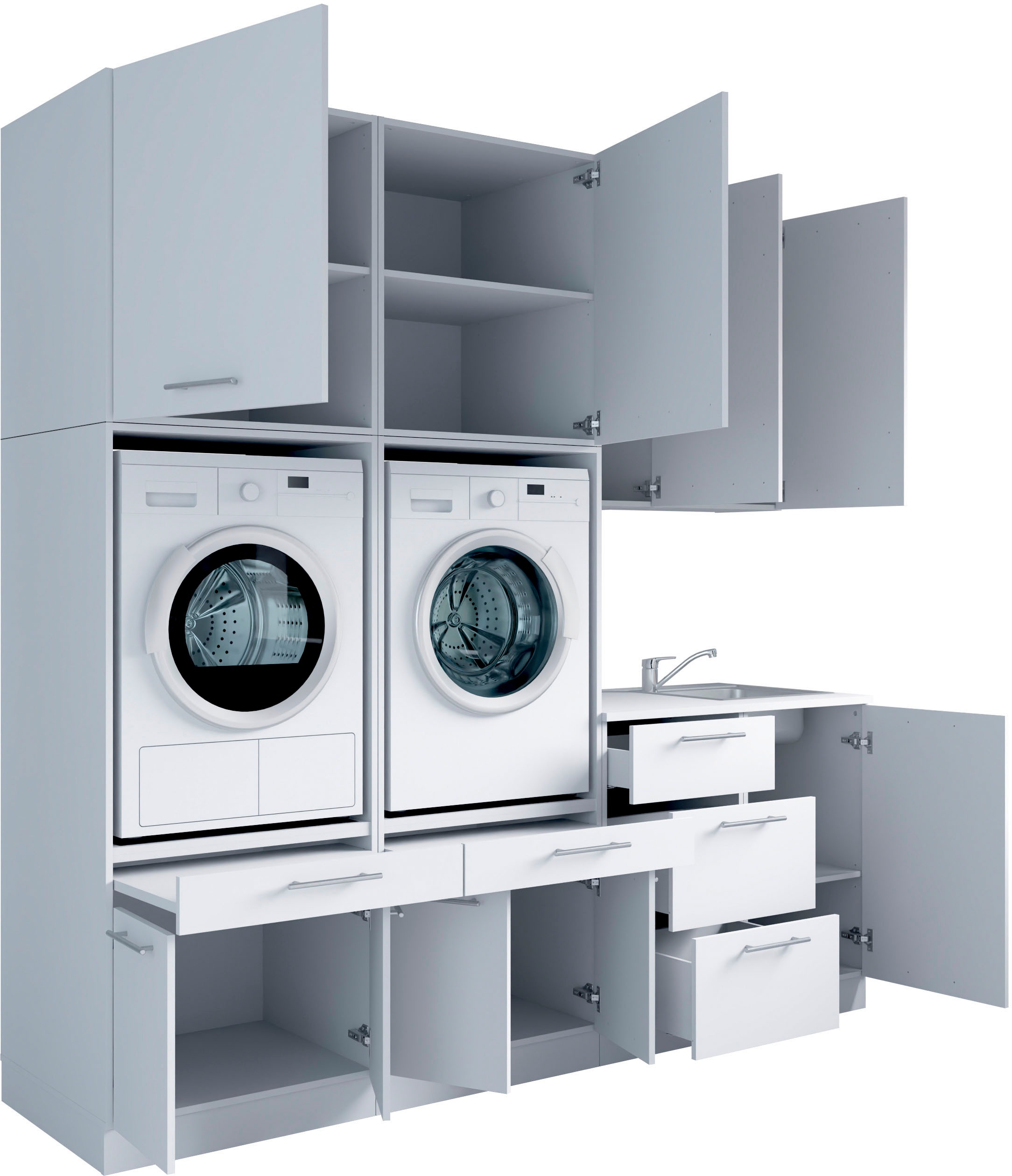 Laundreezy Mehrzweckschrank-Set »Laundreezy, 8-tlg. Mehrzweckschrank-Set B/H/T 238/238/68 cm« 8 Stk. tlg.