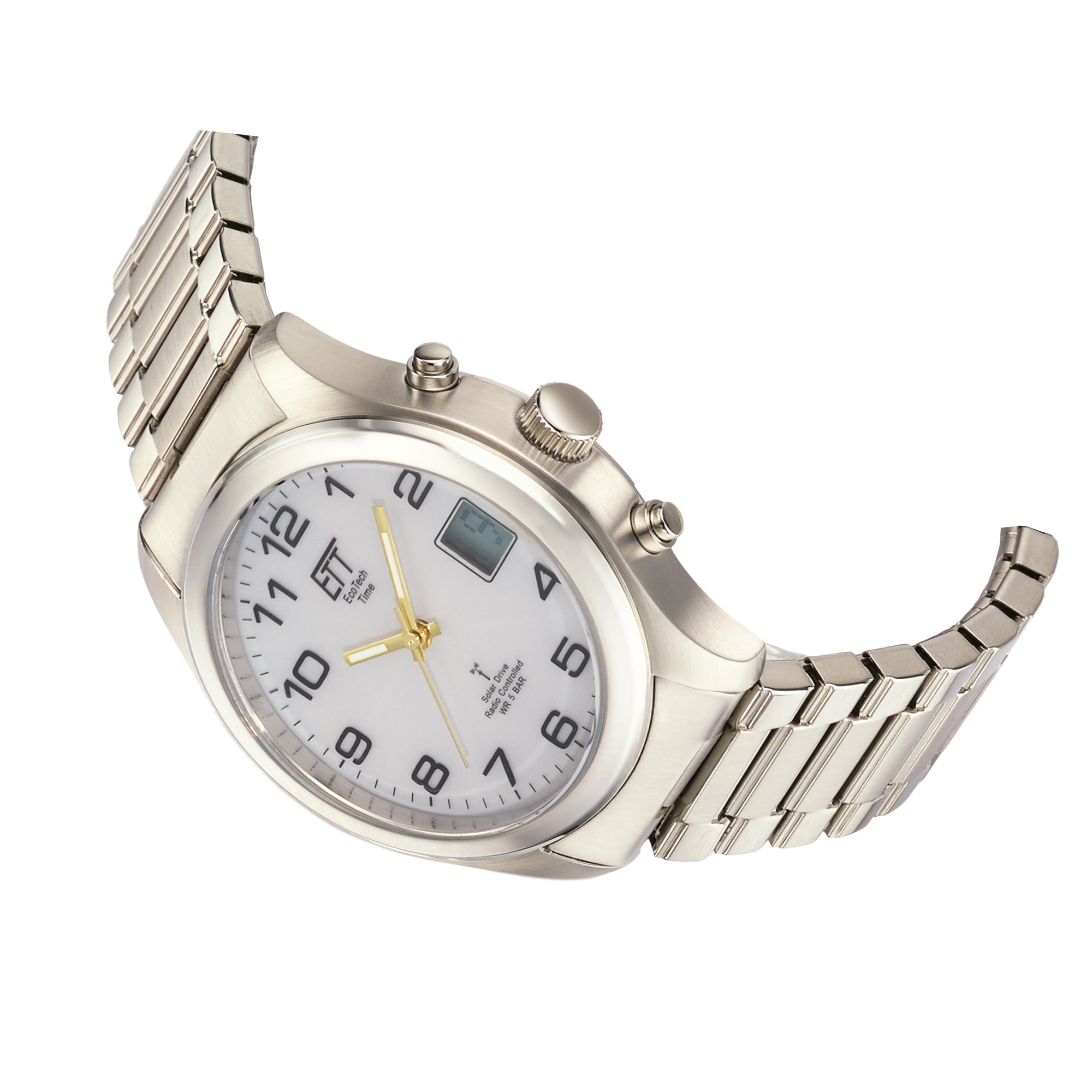 ETT Funkuhr »Gobi« Armbanduhr, Solar, Herrenuhr, Edelstahlarmband, analog, digital