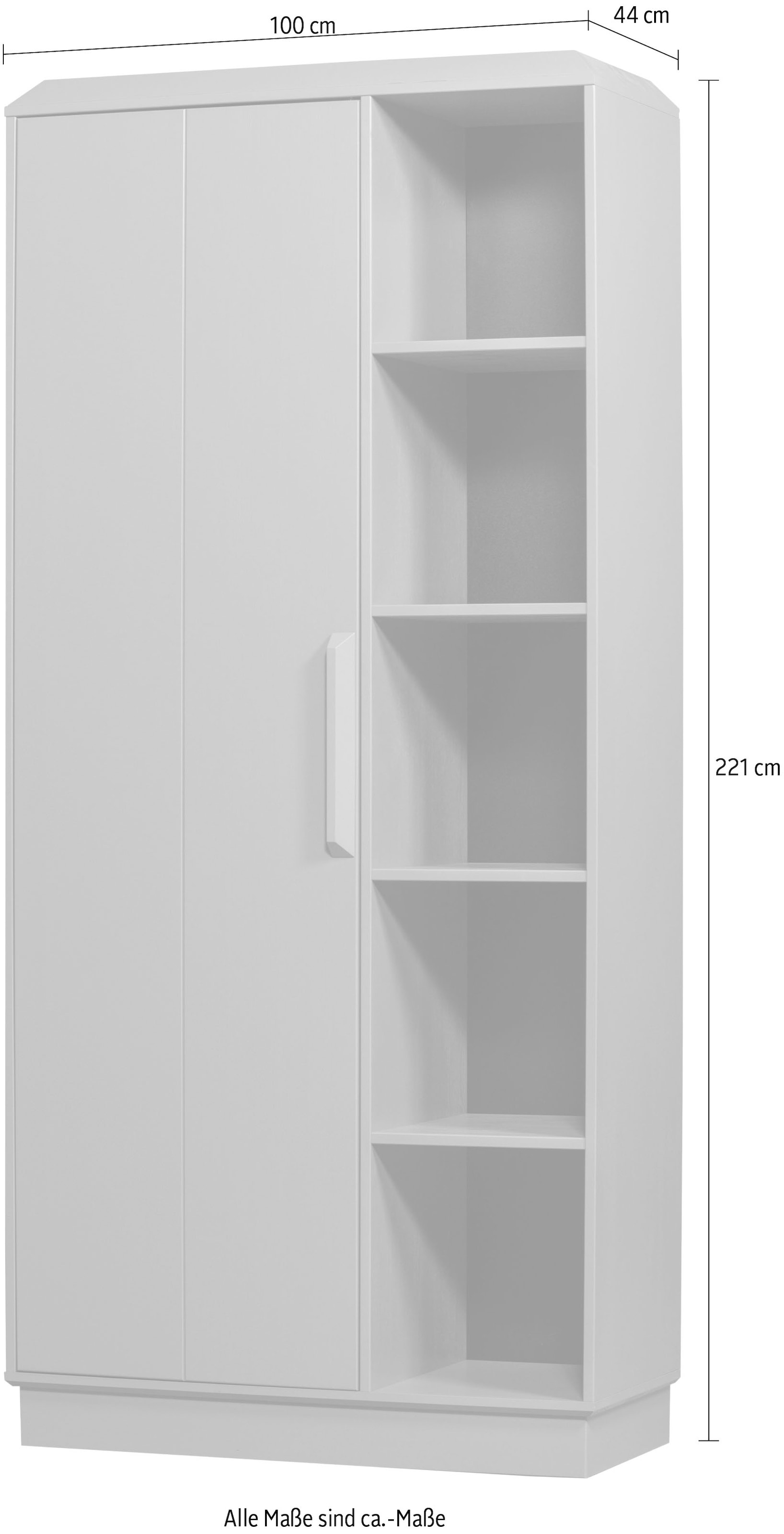 WOOOD Stauraumschrank »Lowen«, Wandschrank, Kiefernholz, H 221 cm x B 100 cm