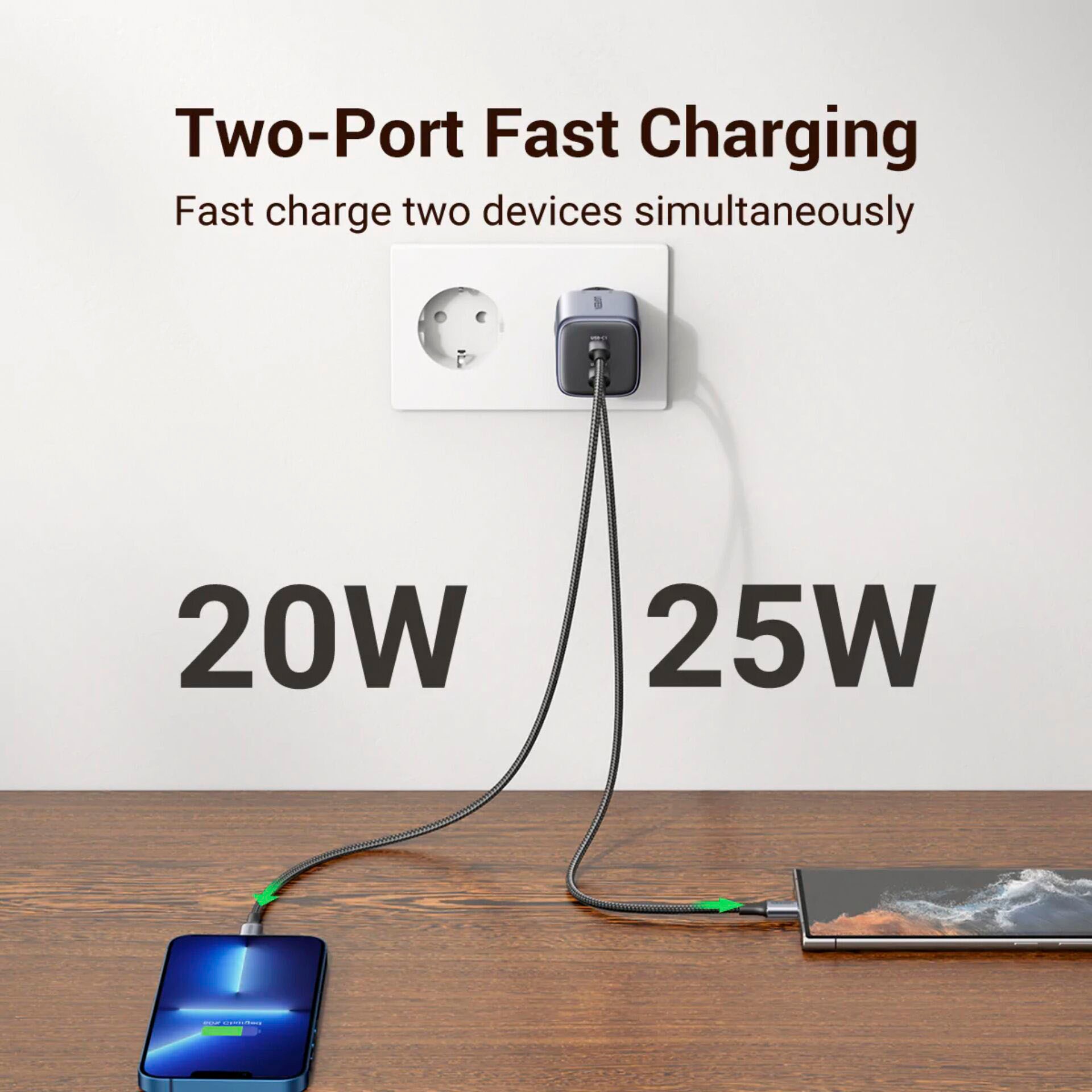 UGREEN Smartphone-Ladegerät »Nexode 45W Dual USB-C Port Ladegerät«