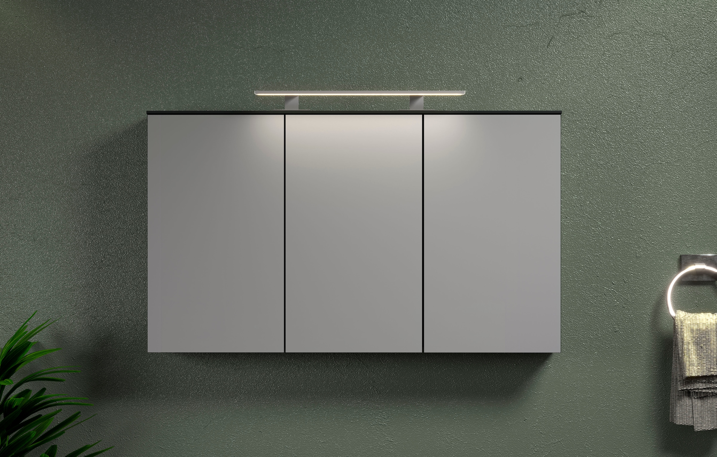 welltime Spiegelschrank "Premont" 1 Stk. tlg. Breiter Badspiegel mit 3 Spiegeltüren und 9 Fächern - Soft-Close