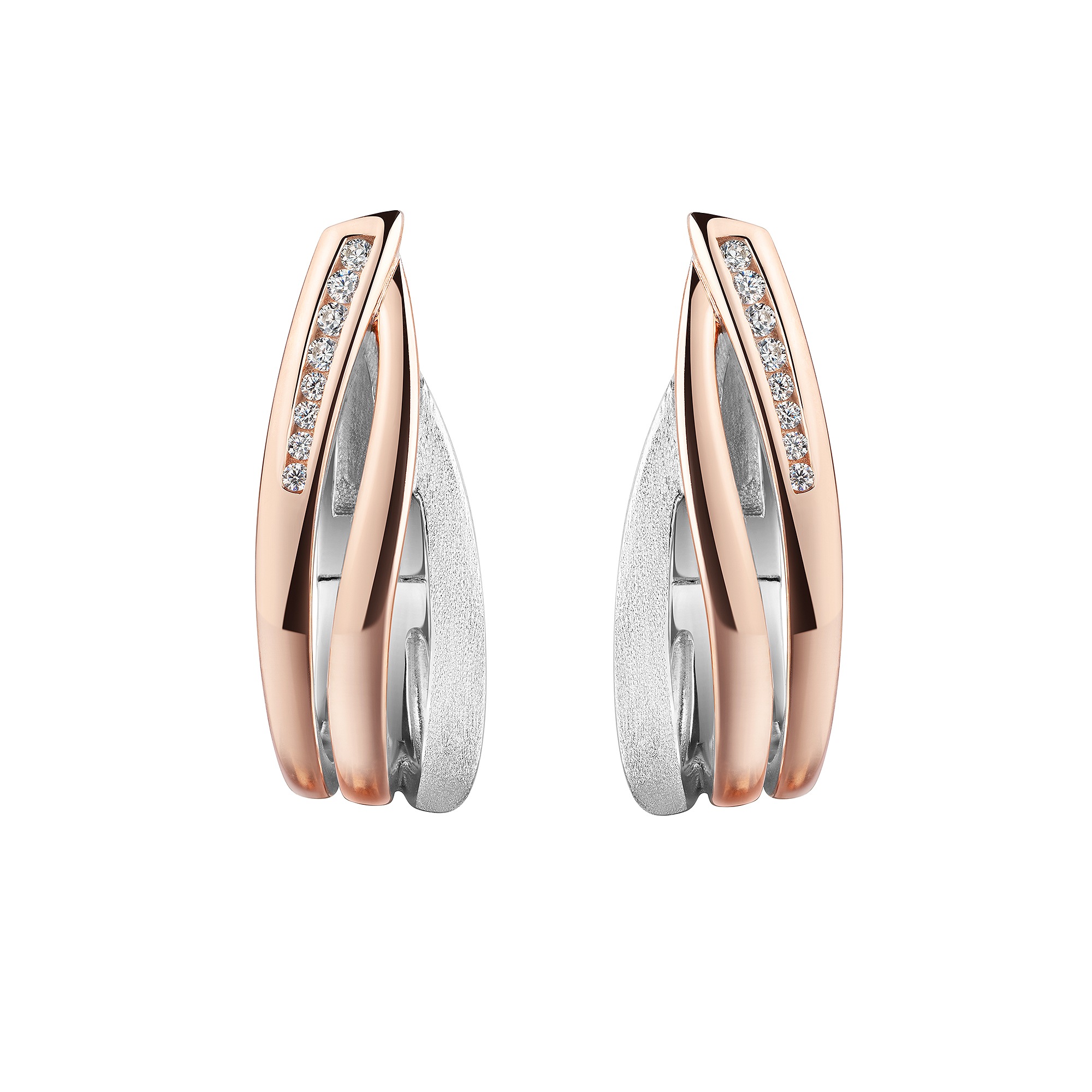 Zeeme Paar Creolen »925/- Sterling Silber rhodiniert/rosé«