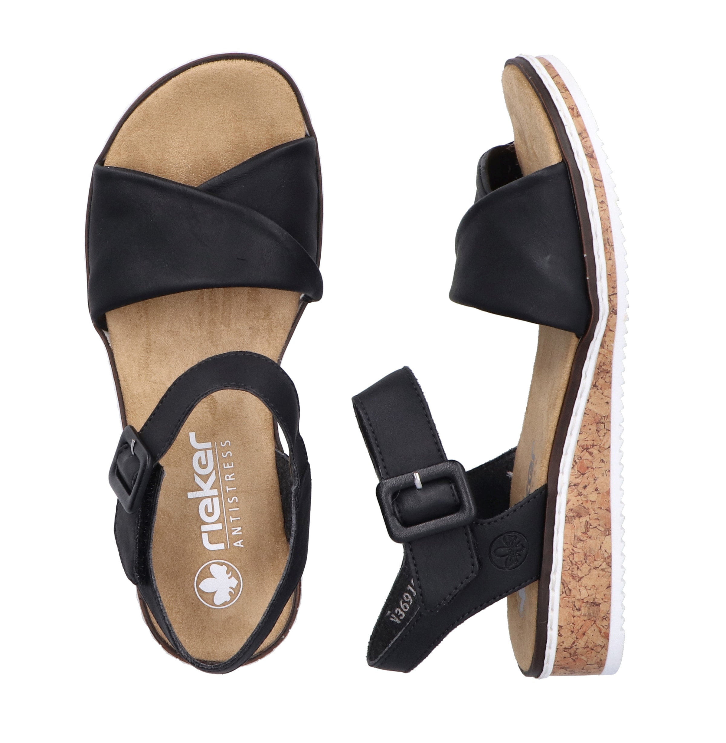 Rieker Sandalette, Keilsandale, Sommerschuh, Urlaubsschuh mit Klettriemchen