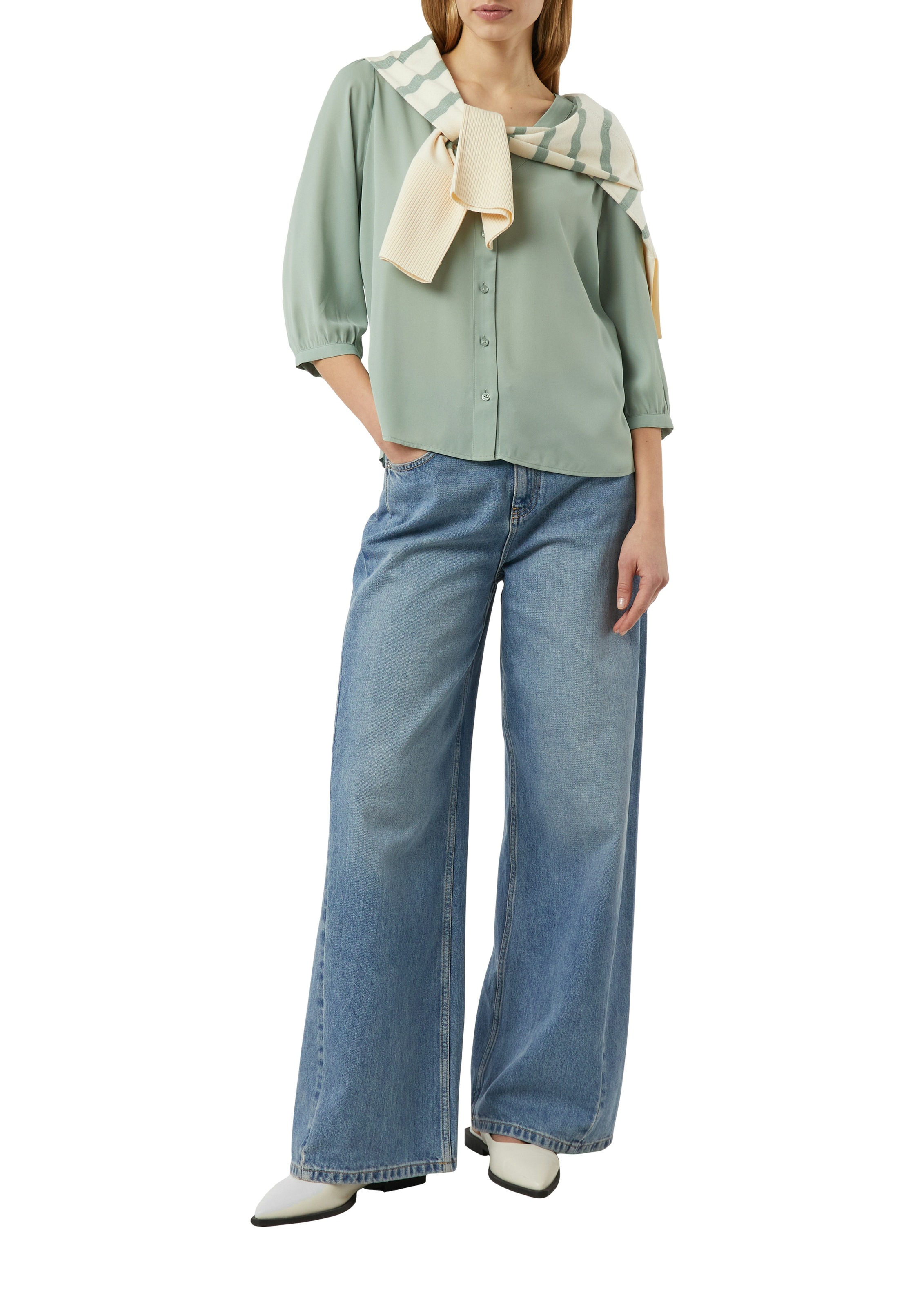 Comma Shirtbluse mit V-Ausschnitt günstig online kaufen