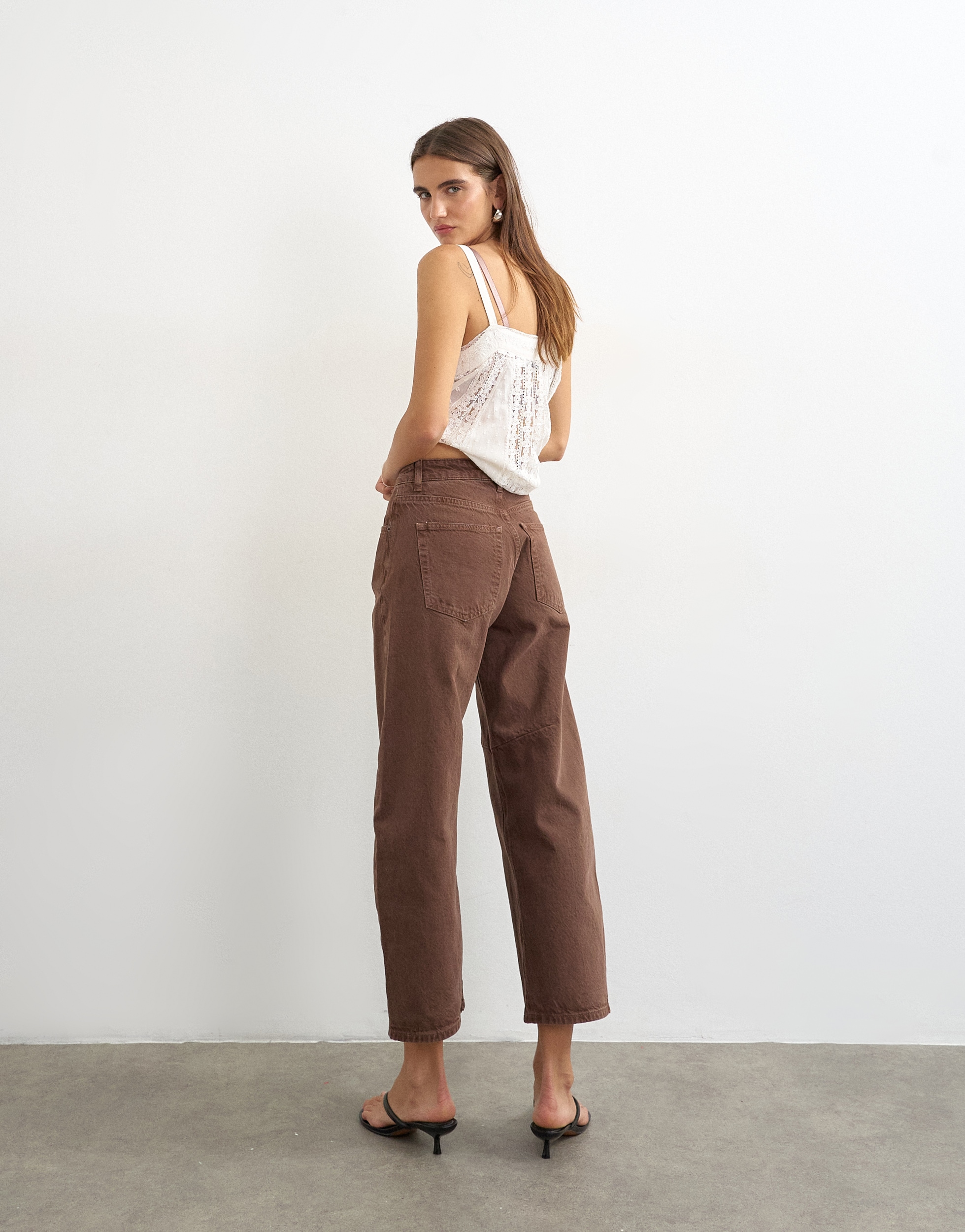 TOPSHOP Weite Jeans »TSBARREL HR DENIM JEANS BROWN NOOS« Baumwolle, barrel fit, high waist