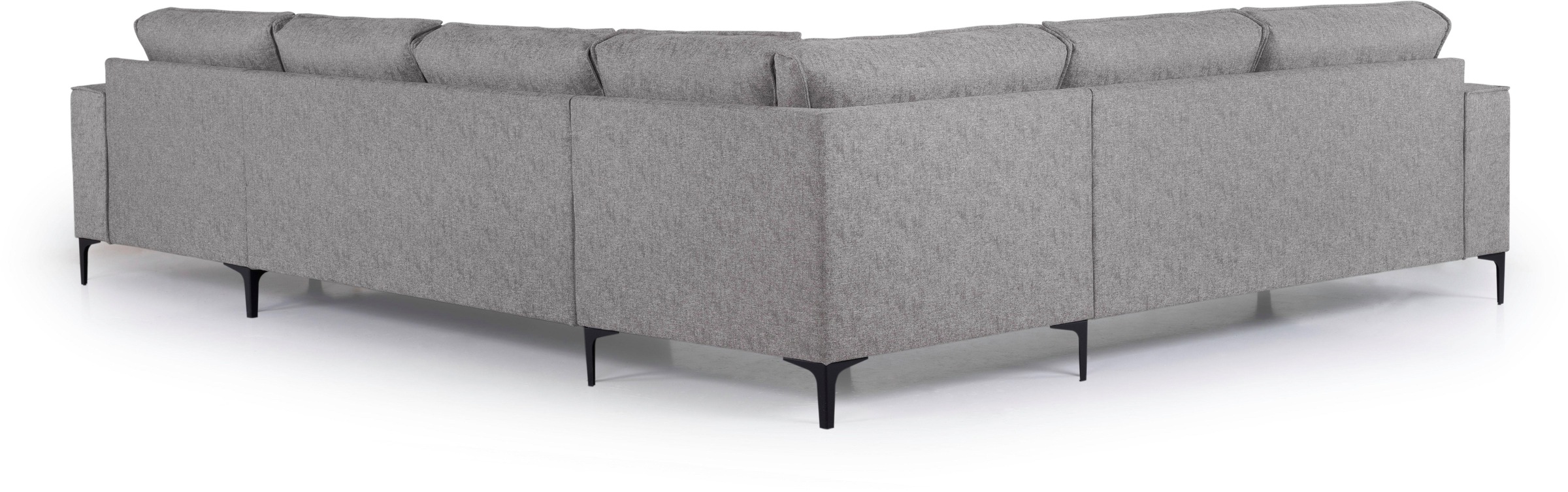 Places of Style Wohnlandschaft »XXL Sofa Oland, Struktur, Flachgewebe, Luxus-Microfaser, Boucle«, U-Form, 342 cm, Wellenunterfederung, Skandi-Design, Metallfüße