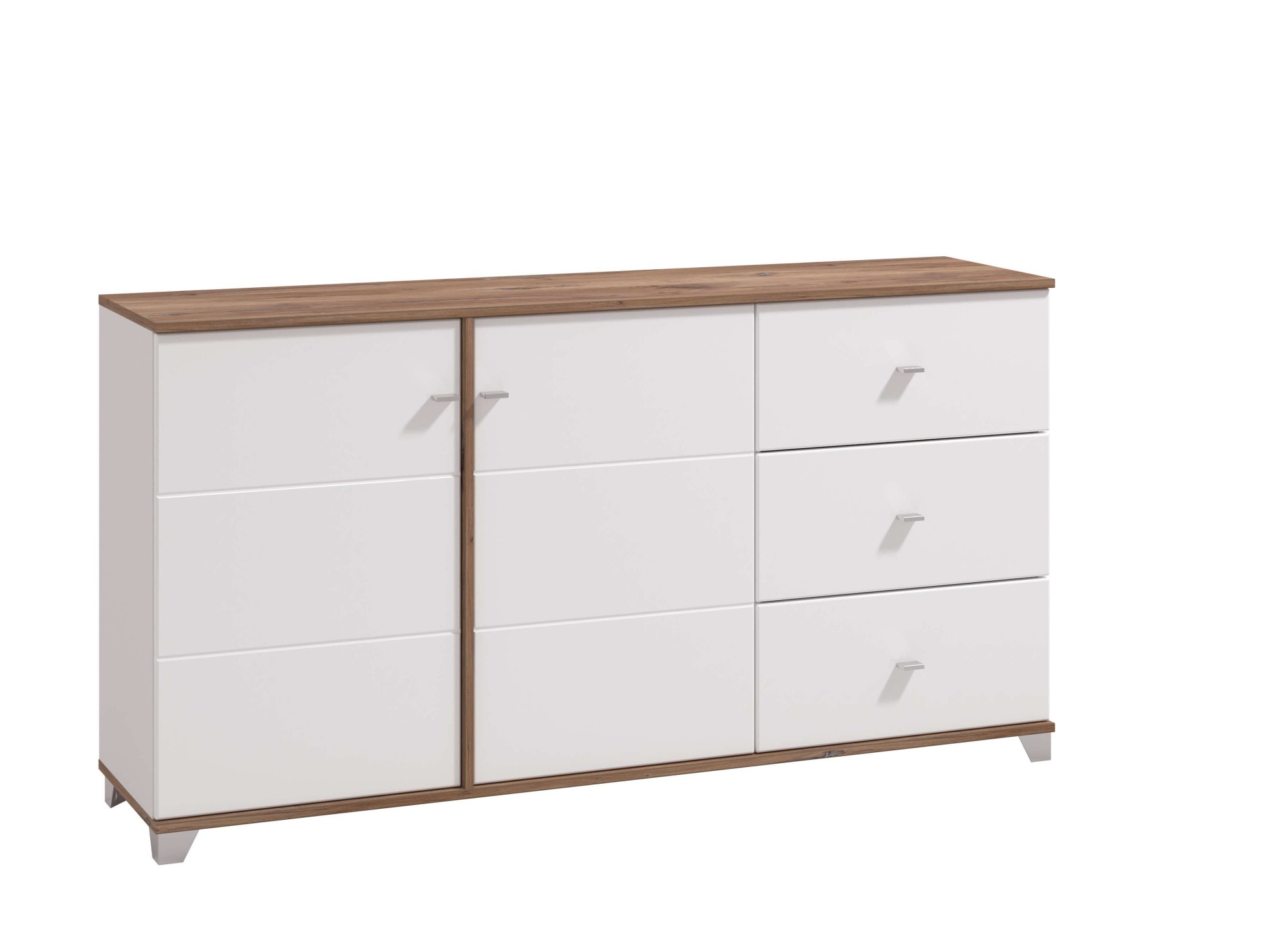 INOSIGN Kommode »Burgundy Sideboard, Schubladenschrank, mit viel Stauraum«, Hochglanzfronten und eine Innenausstattung in Flagstaff Eiche