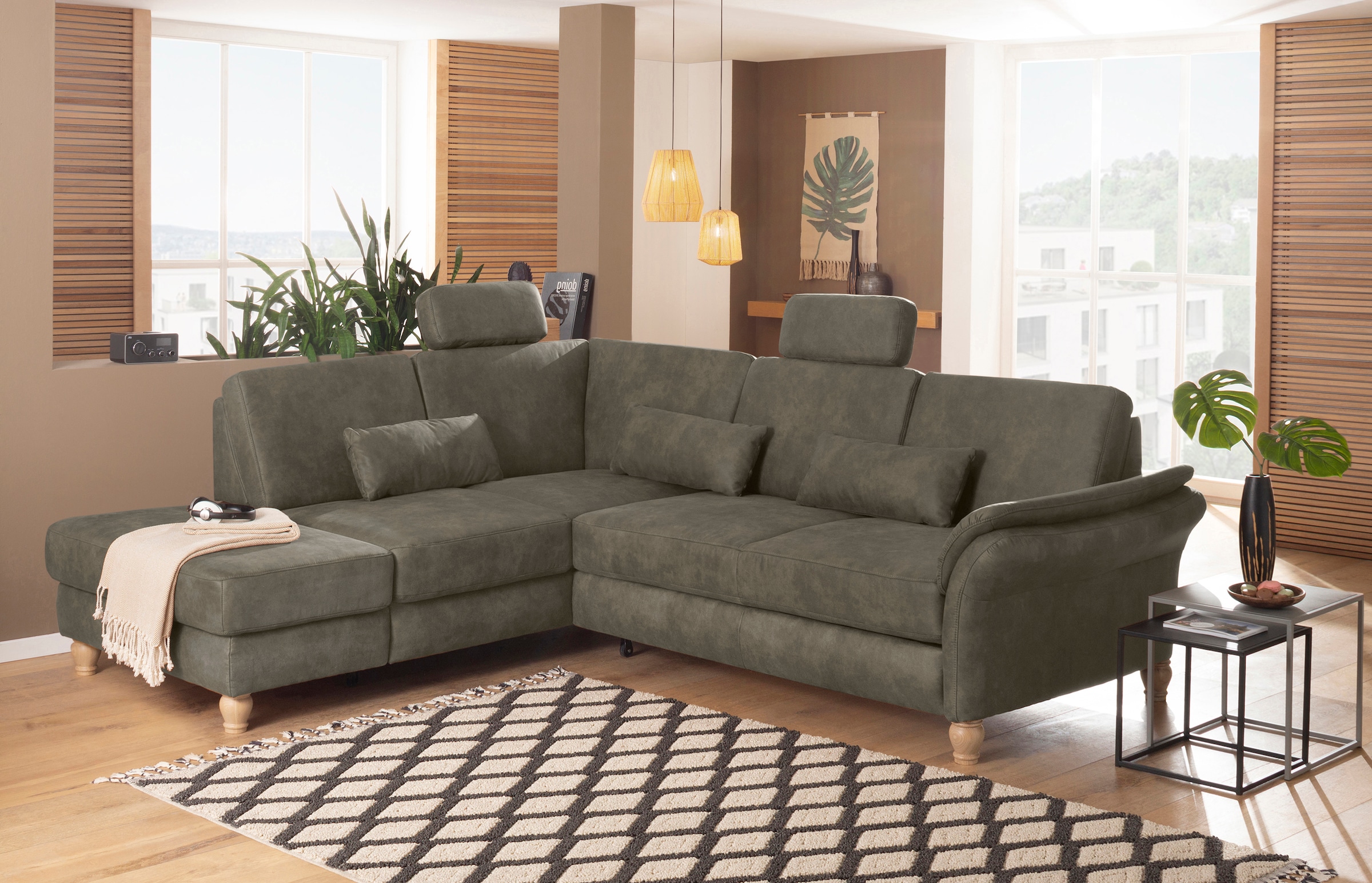 Home affaire Ecksofa "Palace L-Form" incl. Sitztiefenverstellung, wahlweise mit Schlaffunktion und Stauraum