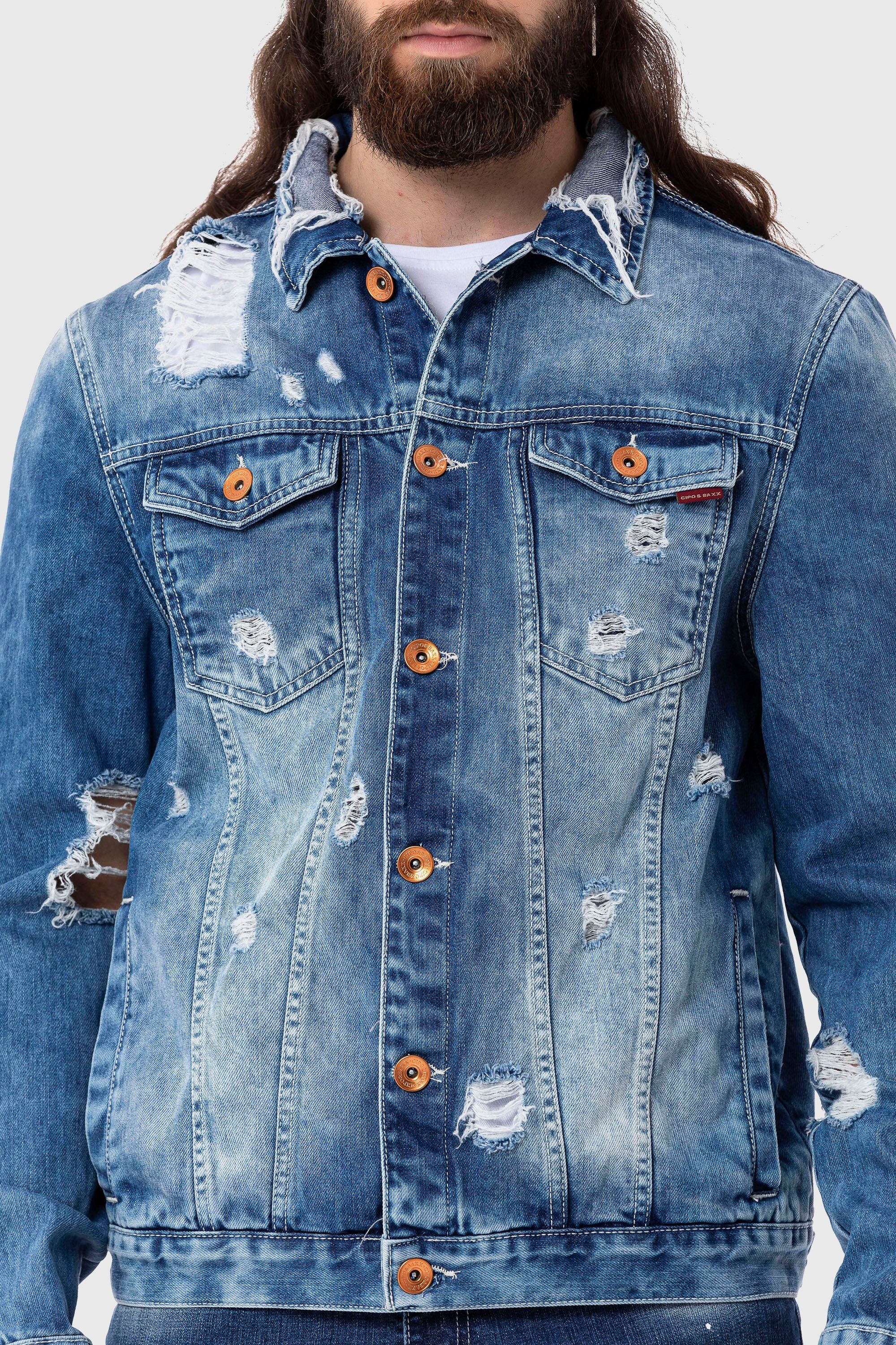 Thumbnail - Cipo & Baxx Jeansjacke "Jacke", ohne Kapuze, im destroyed Look