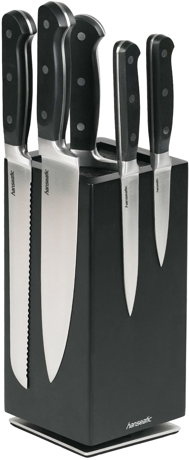 HANSEATIC Magnet-Messerblock "hanseatic PREMIUM, aus Holz, Messerblock Set, 6-tlg.", B:11,5cm H:24,8cm, schwarz, Messerblöcke, elegantes Design,