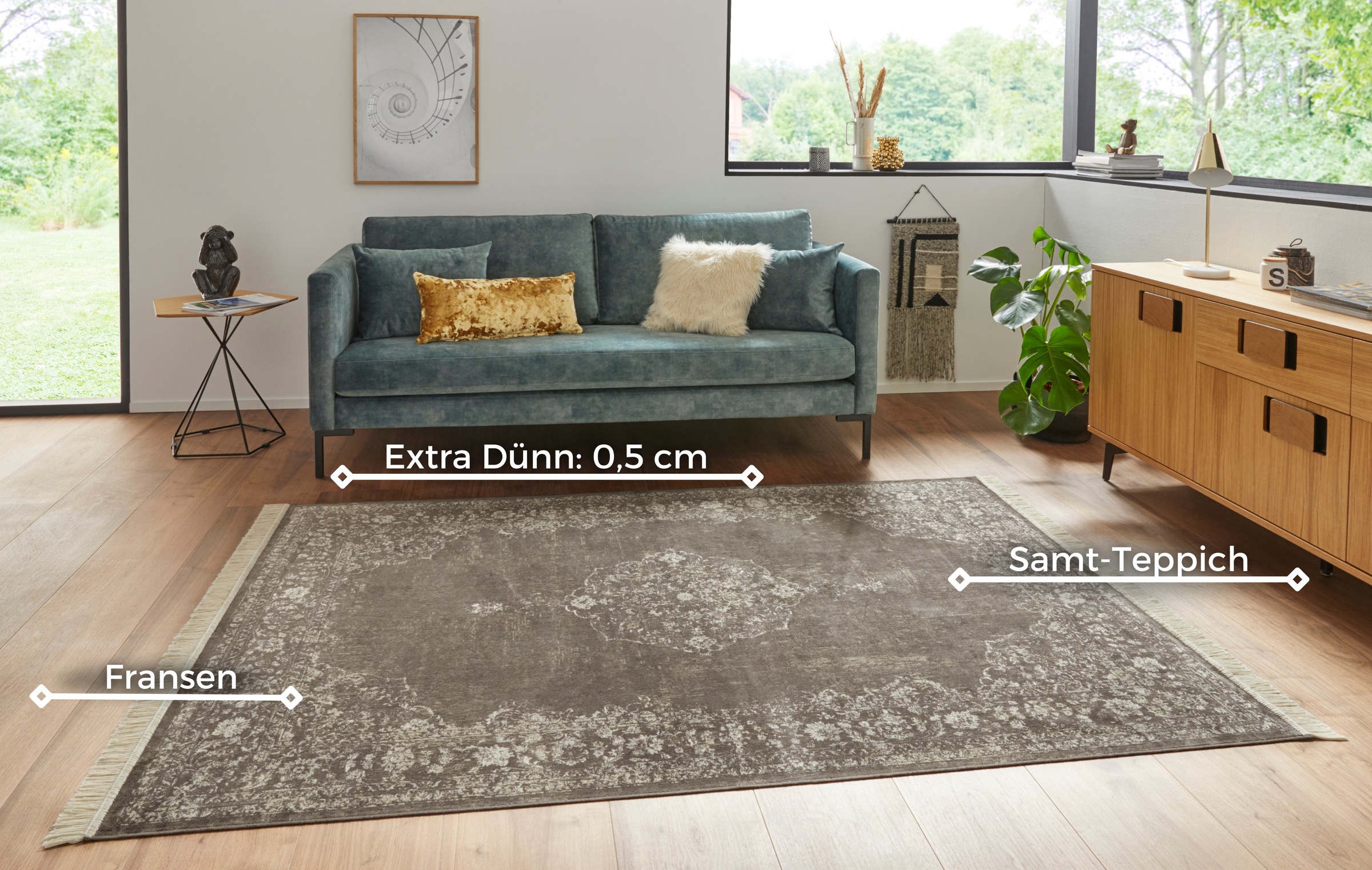 NOURISTAN Teppich »Orient Vintage Medaillon«, rechteckig, 5 mm Höhe, Orientalisch mit Fransen, Orient, Wohnzimmer, Schlafzimmer, Esszimmer