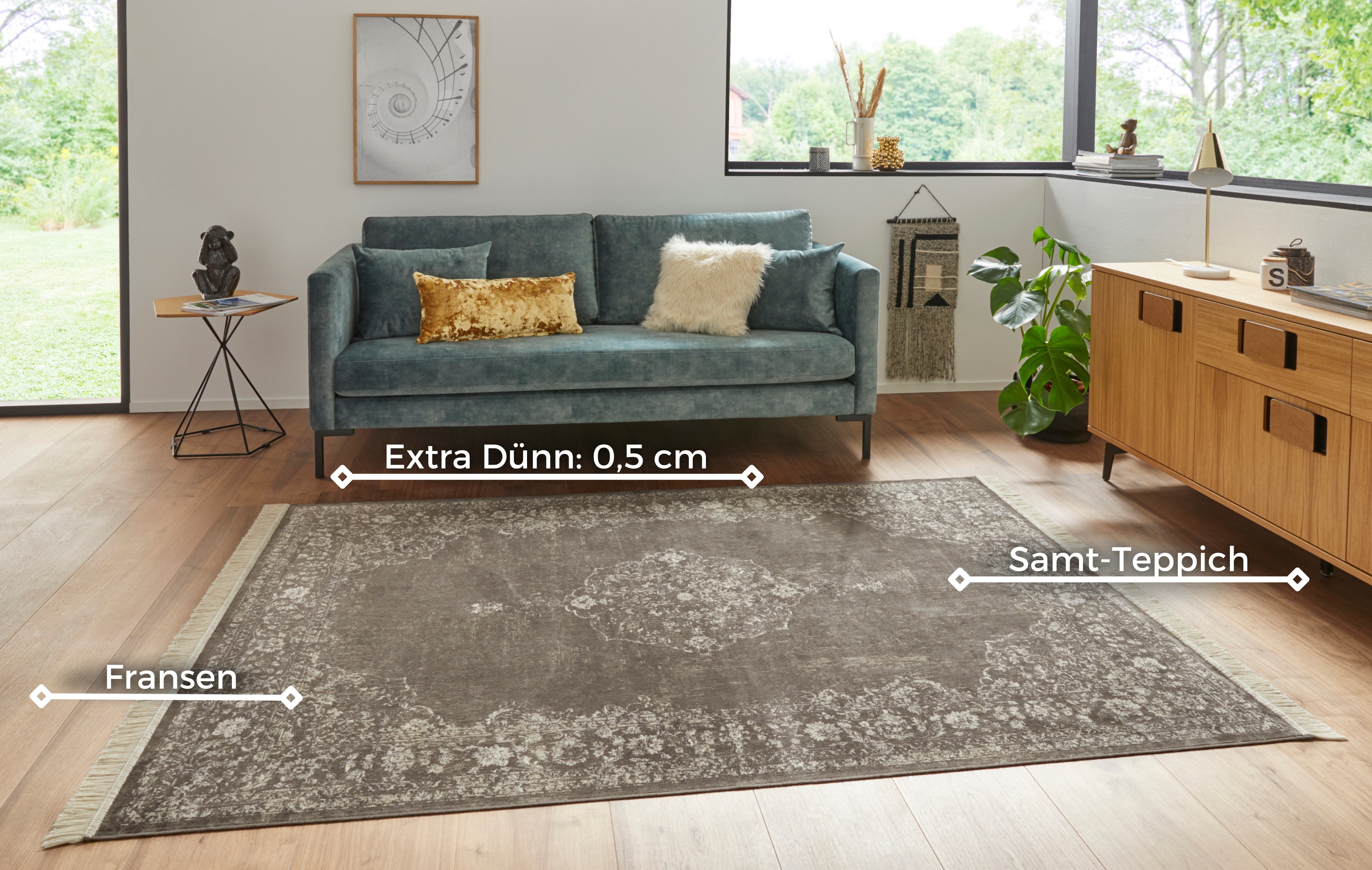 Thumbnail - HANSE Home Teppich "Orient Vintage Medaillon" rechteckig 5 mm Höhe Orientalisch mit Fransen, Orient, Wohnzimmer, Schlafz...