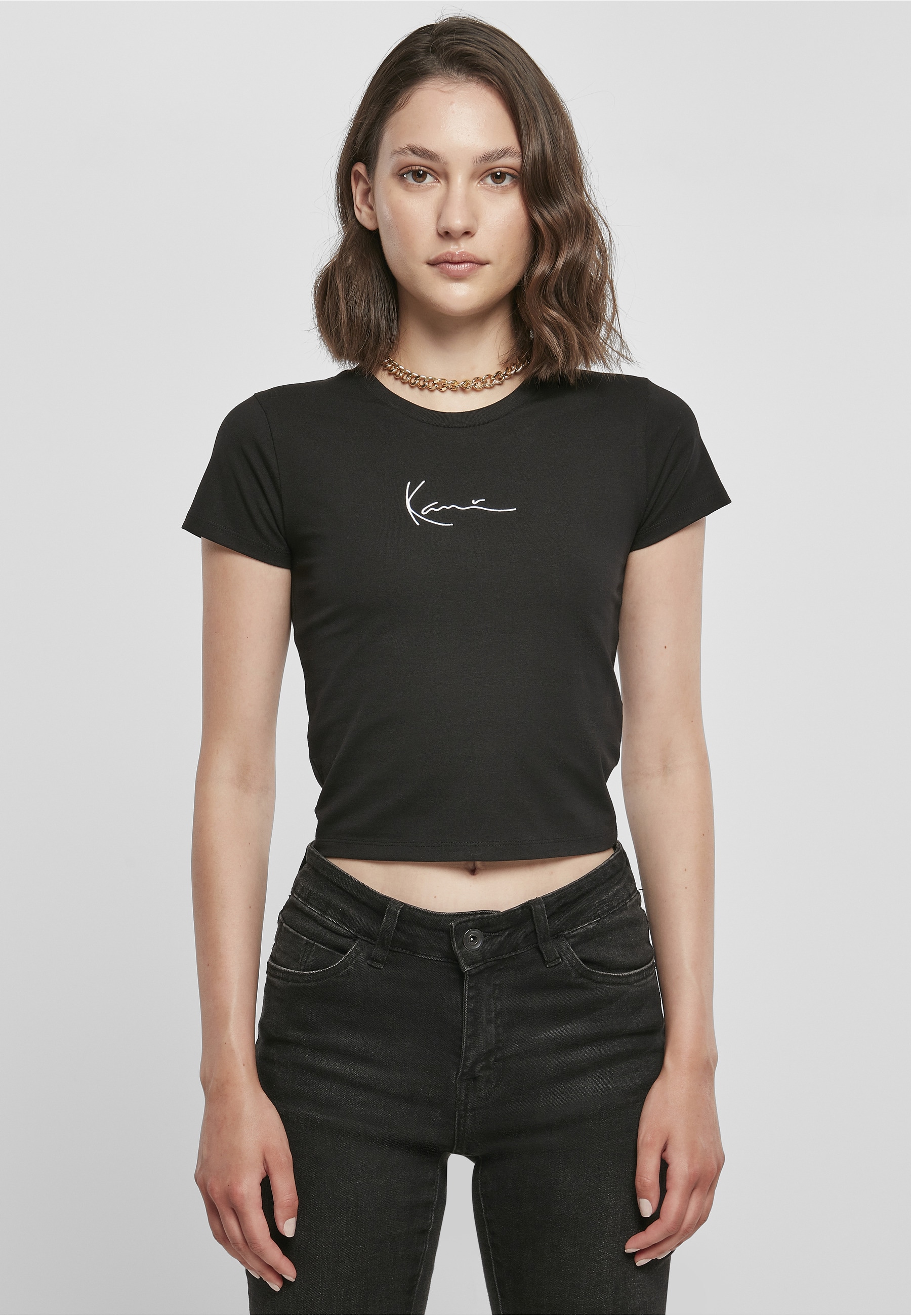 Karl Kani T-Shirt »Karl Kani Damen KKWQ22002BLK SMALL SIGNATURE SHORT TEE BLK« 1 Stk.