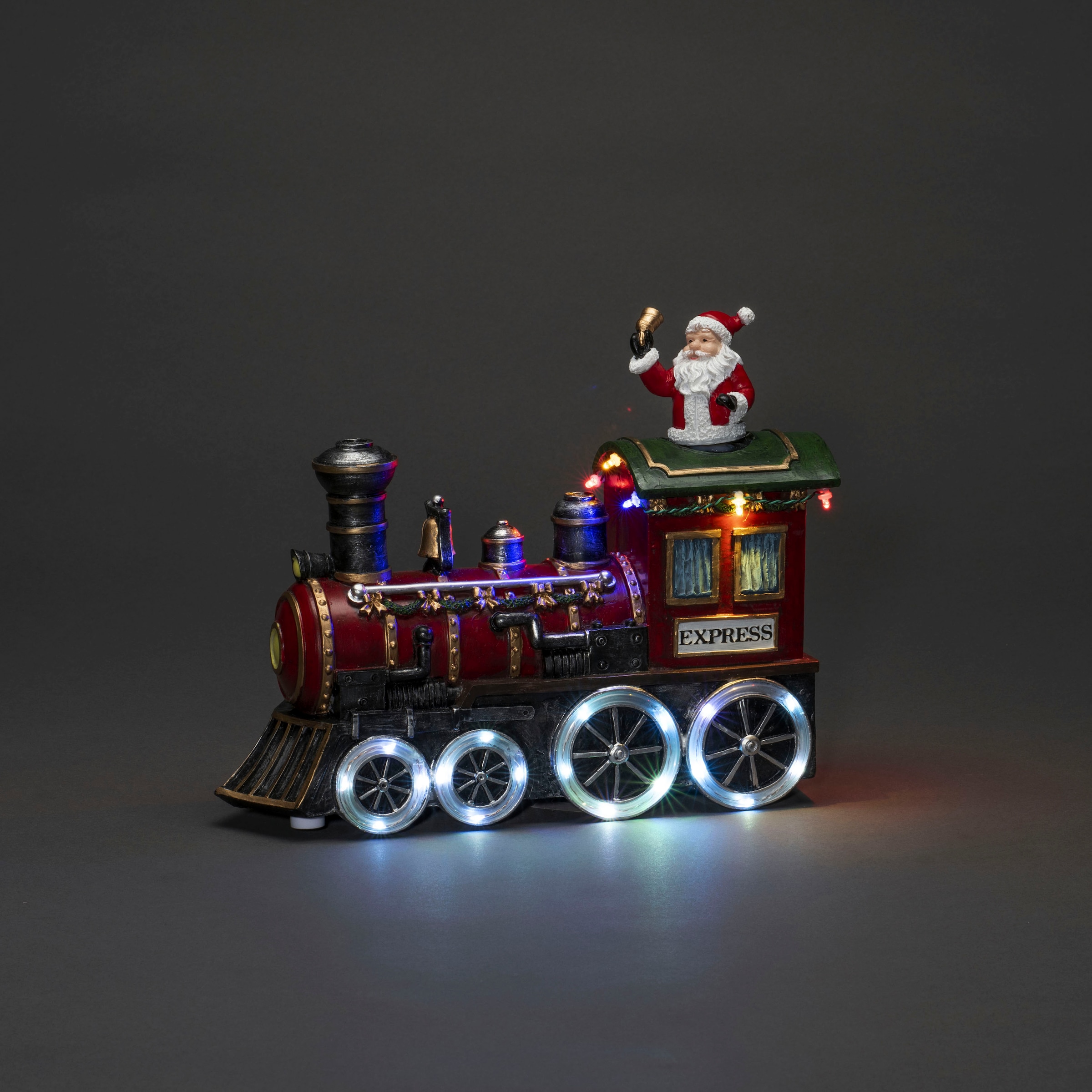 KONSTSMIDE Weihnachtsszene »Zug, mit Musik, 24 bunte Dioden, Innen«, wählbar zwischen USB oder Batteriebetrieb