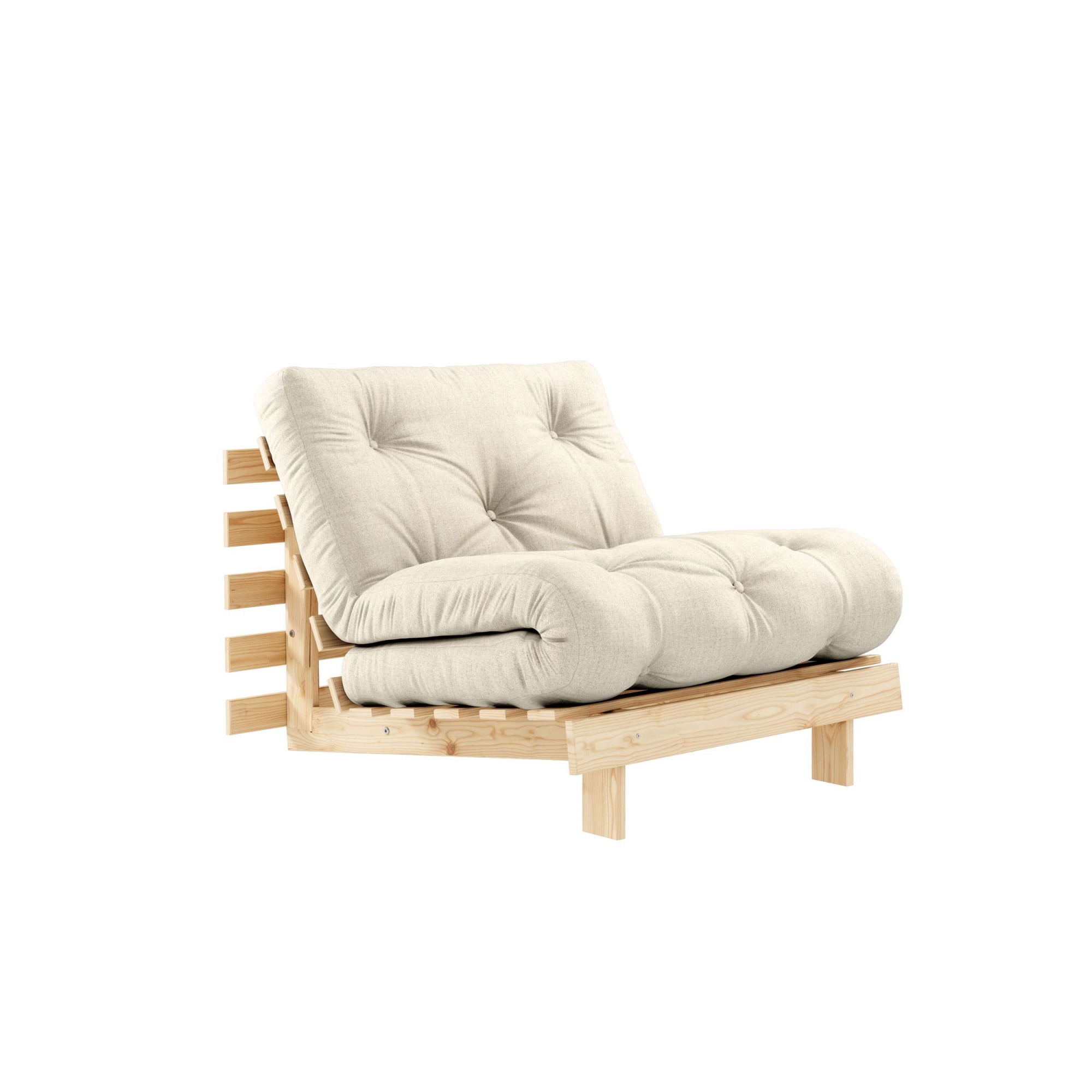 Karup Design Daybett "Roots Sofa Bed, Schlafsofa, Bettfunktion, FSC-Massivholz, B: 90 cm" Erhältlich in Breite 90 cm, 140 cm oder 160 cm, Inkl. Futonmatratze. Made in Europe, minimalistisches Design