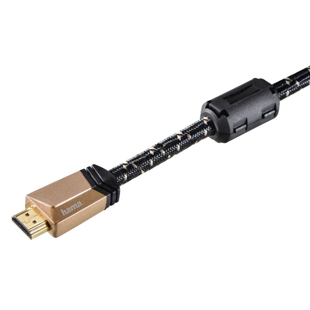 Hama HDMI-Kabel »Premium HDMI™-Kabel mit Ethernet, Stecker - Stecker, Ferrit HDMI™-Kabel Metallstecker«