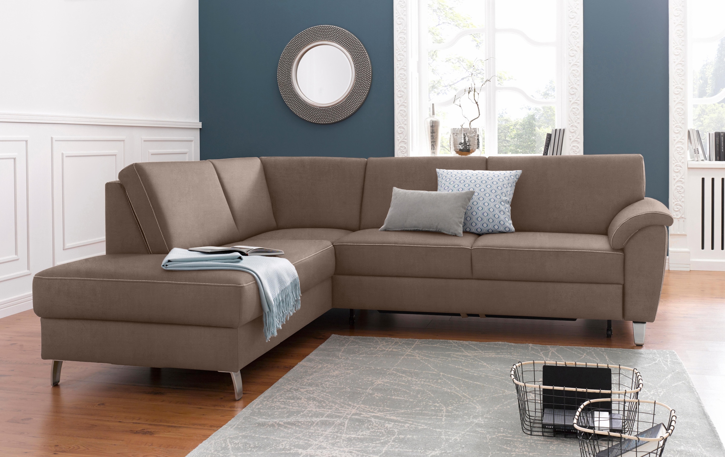 sit&more Ecksofa "Texel L-Form", mit Federkern, wahlweise mit Bettfunktion und Bettkasten