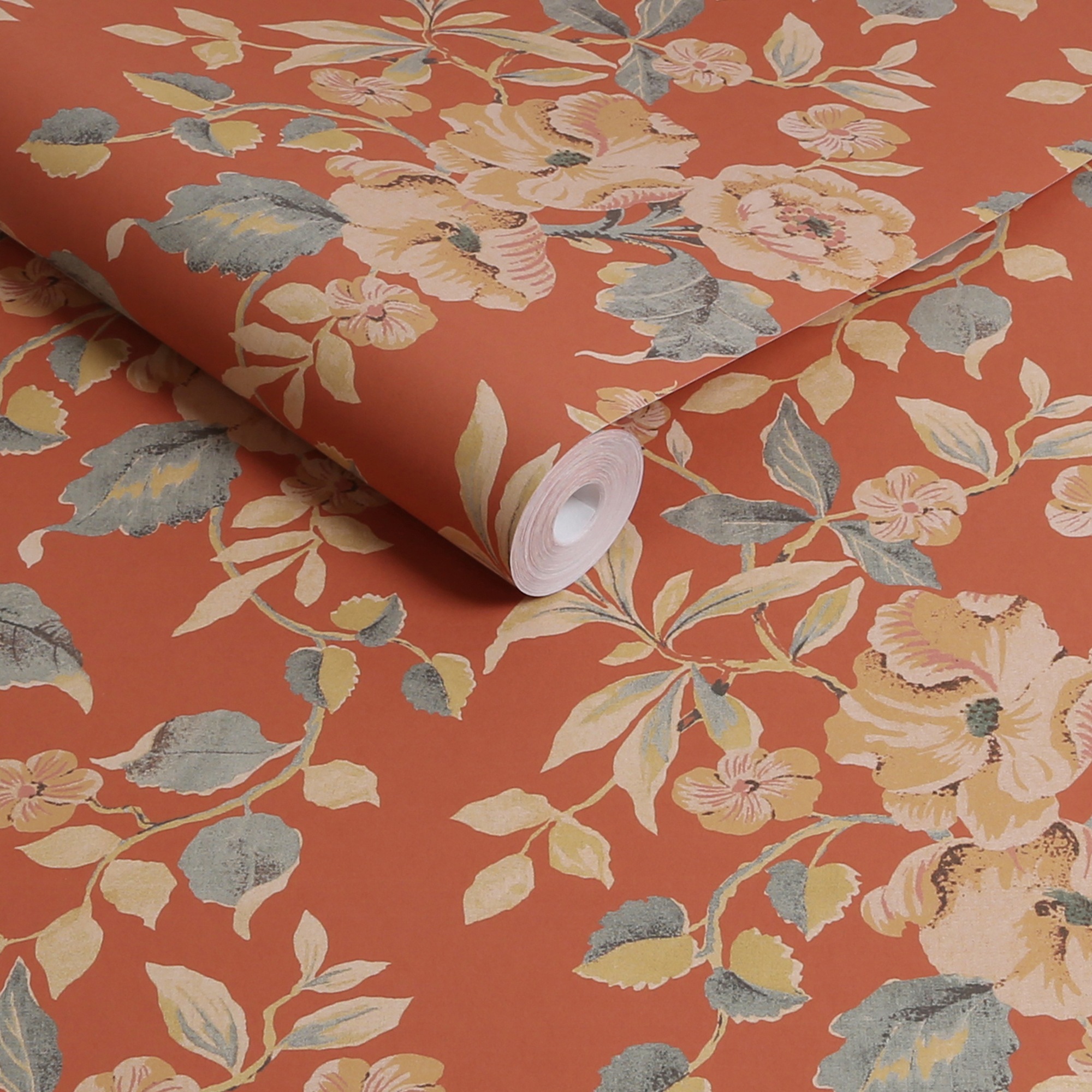 LAURA ASHLEY Vliestapete »Alyworth Trail Terracota«, geblümt, 10mx52cm (ca. 5m2)
